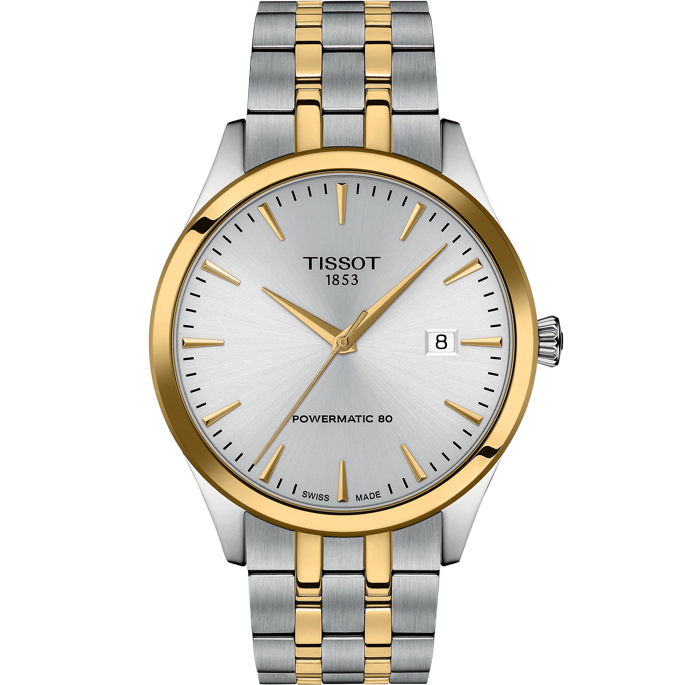 TISSOT Classic Dream Powermatic 80 Silver Dial 40mm Two Tone Gold Stainless Steel Bracelet T158.407.22.031.00 - 