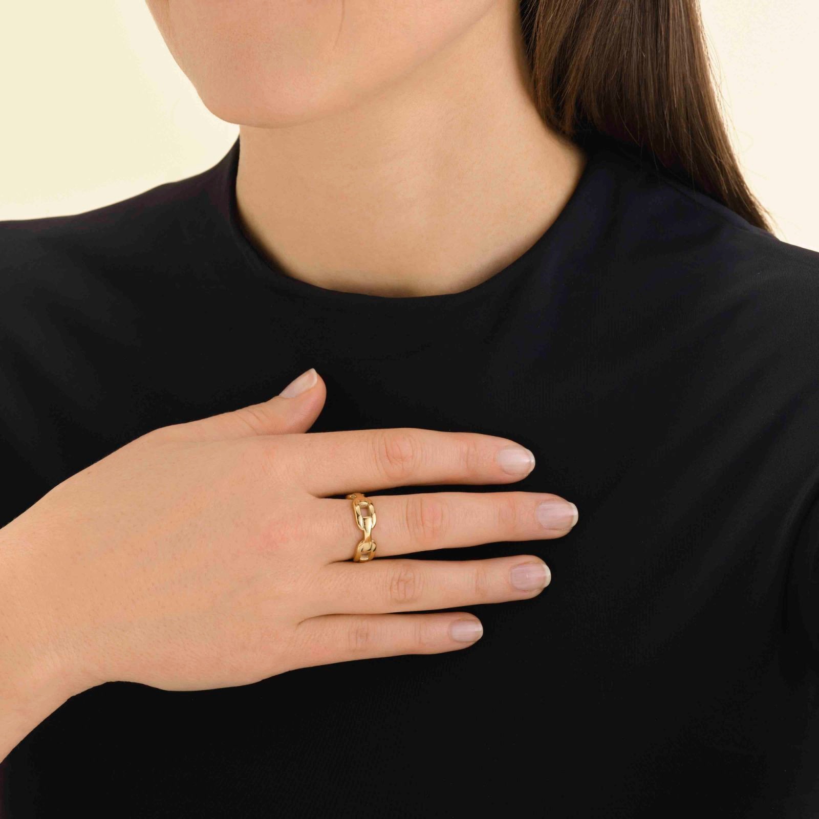 ΔΑΧΤΥΛΙΔΙ ROSEFIELD Linked Ring από Επιχρυσωμένο Ανοξείδωτο Ατσαλι JRLR56G-J774 - 