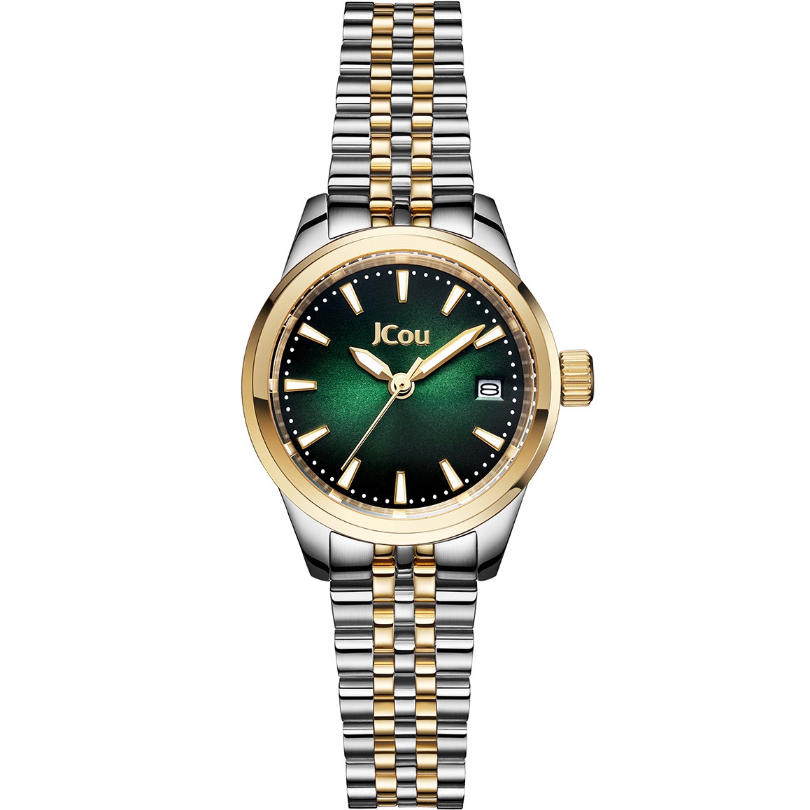 JCOU Calisti Green Sunrise Dial 25mm Two Tone Gold Stainless Steel Bracelet JU19079-3 - 