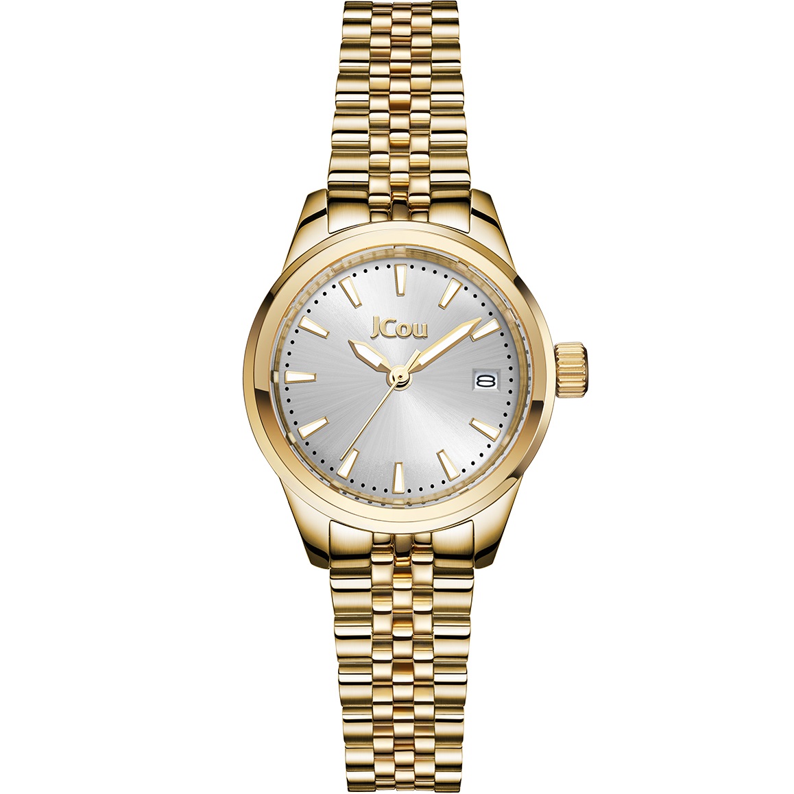 JCOU Calisti Silver Sunrise Dial 25mm Gold Stainless Steel Bracelet JU19079-5 - 