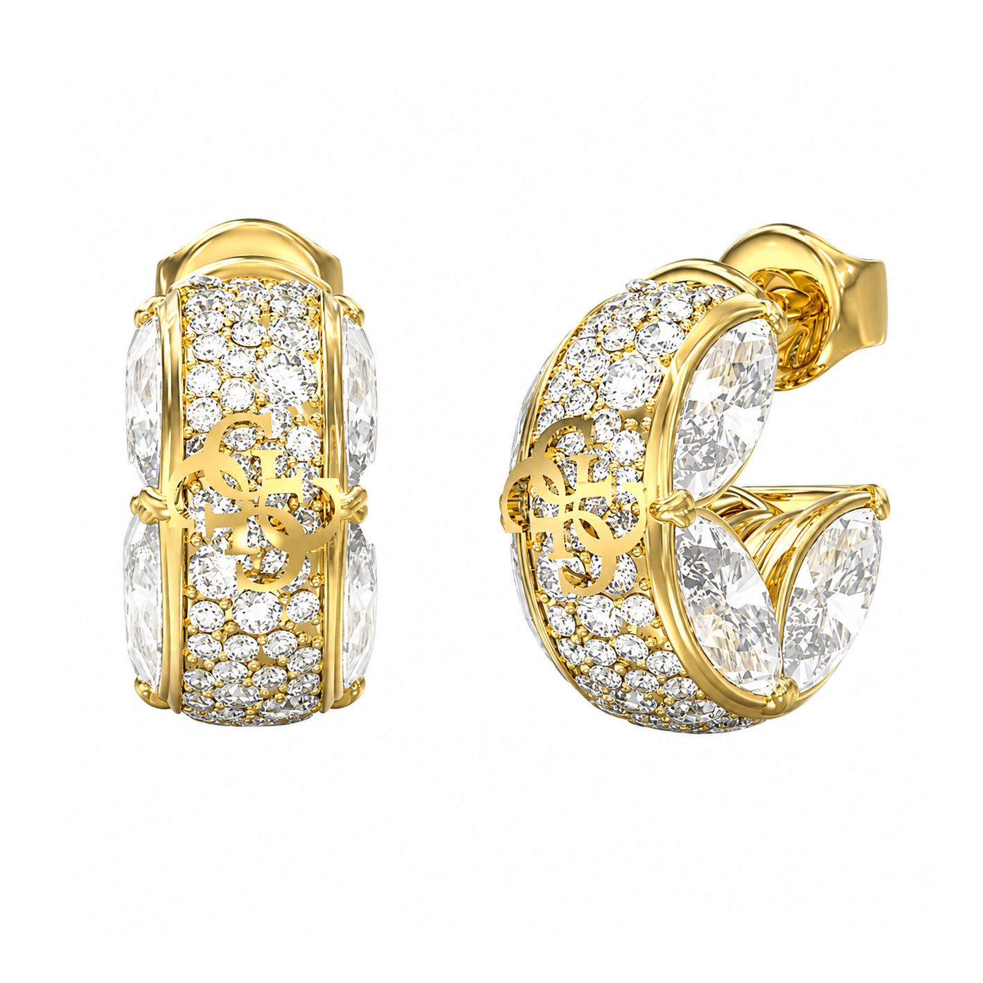 ΣΚΟΥΛΑΡΙΚΙΑ Κρίκοι 4G Supreme GUESS Jewellery από Επιχρυσωμένο Ανοξείδωτο Ατσάλι με Πέτρες Ζιργκόν JUBE06399JWYGT/U - 