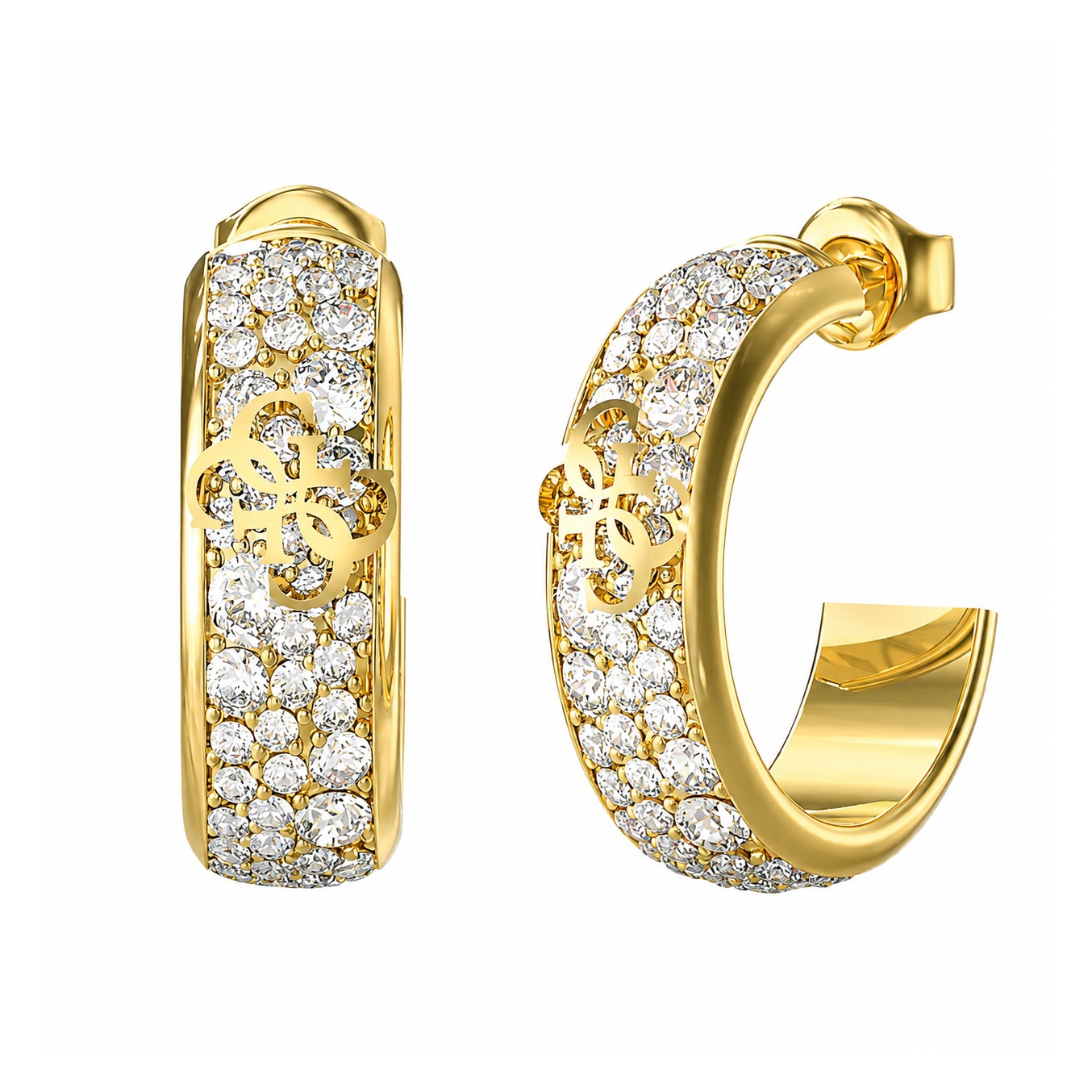 ΣΚΟΥΛΑΡΙΚΙΑ Κρίκοι 4G Supreme GUESS Jewellery από Επιχρυσωμένο Ανοξείδωτο Ατσάλι με Πέτρες Ζιργκόν JUBE06402JWYGT/U - 