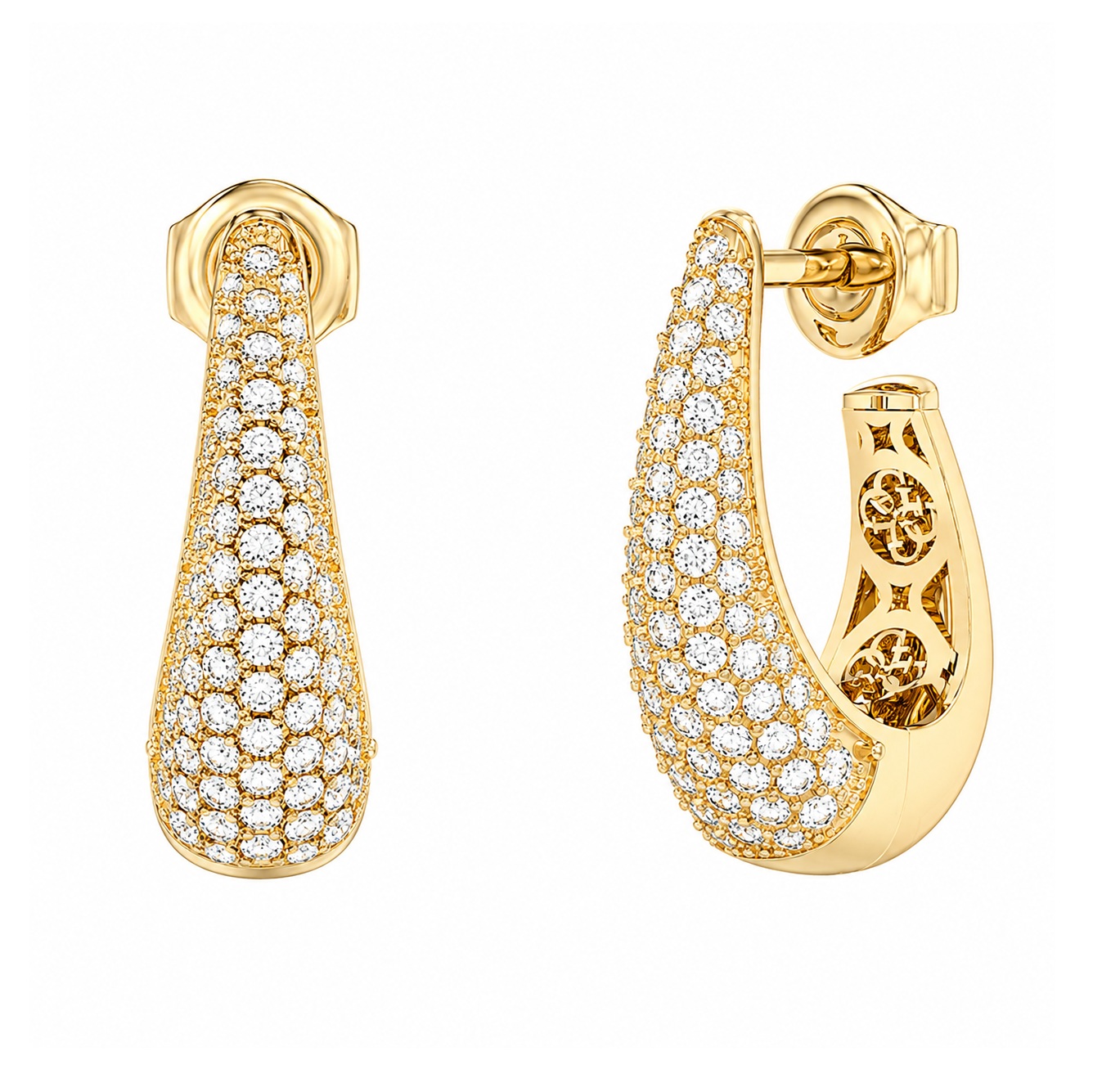 ΣΚΟΥΛΑΡΙΚΙΑ Κρίκοι Madison GUESS Jewellery από Επιχρυσωμένο Ανοξείδωτο Ατσάλι με Πέτρες Ζιργκόν JUBE06429JWYGT/U - 