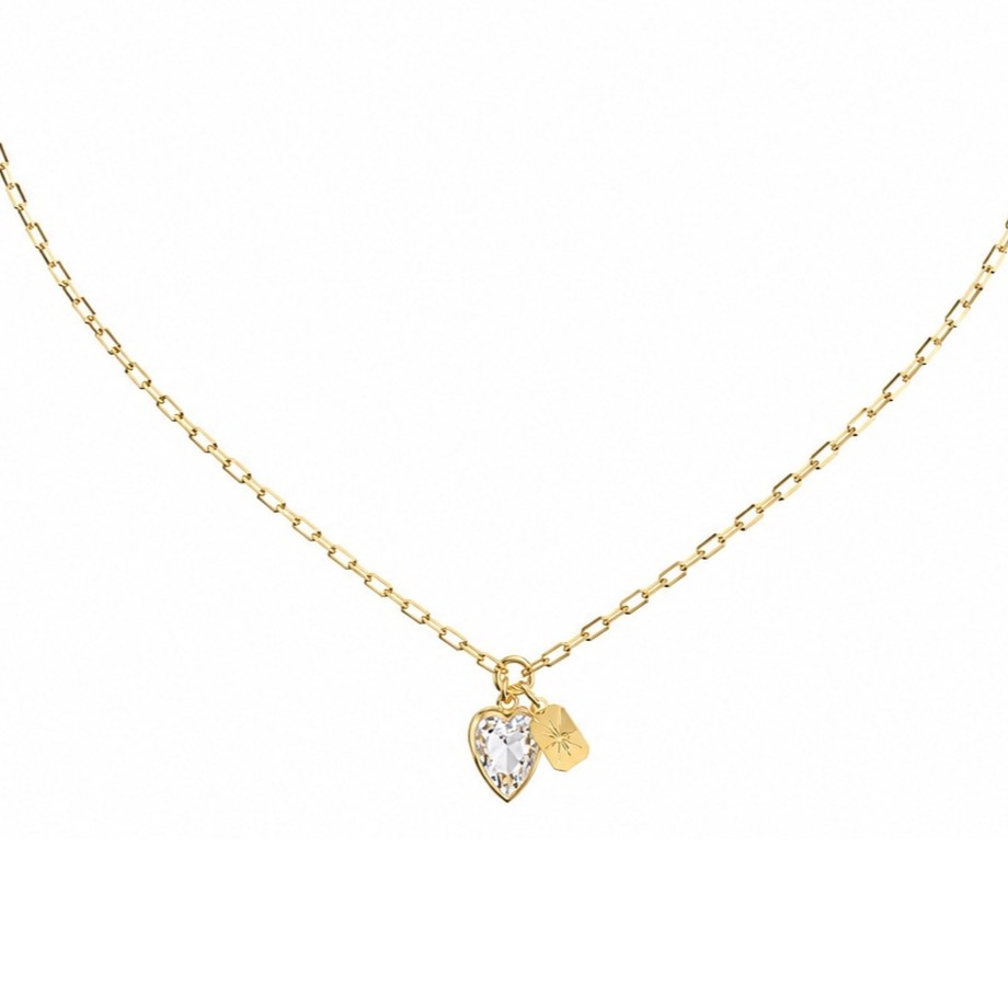 ΚΟΛΙΕ Καρδια Crystal Love GUESS Jewellery από Επιχρυσωμένο Ανοξείδωτο Ατσάλι με Πέτρες Ζιργκόν JUBN06359JWYGT/U - 