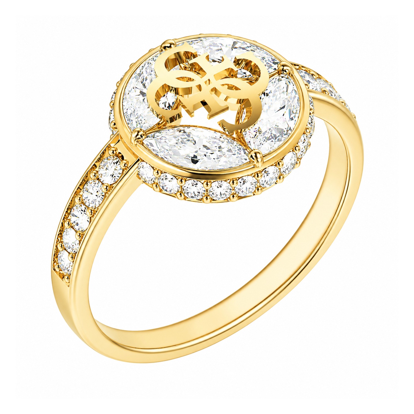 ΔΑΧΤΥΛΙΔΙ 4G Supreme GUESS Jewellery από Επιχρυσωμένο Ανοξείδωτο Ατσάλι με Πέτρες Ζιργκόν JUBR06394JWYG54 - 