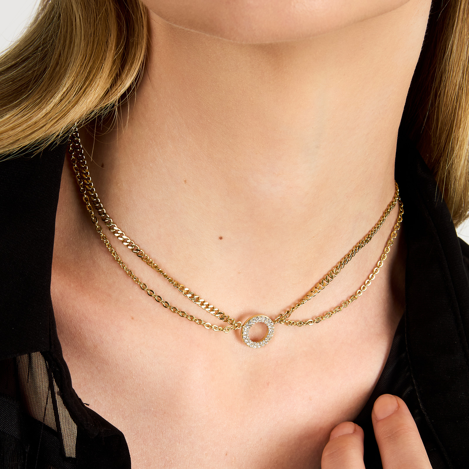 ΚΟΛΙΕ Crystals KARL LAGERFELD από Επιχρυσωμένο Ανοξείδωτο Ατσάλι με Πέτρες Ζιργκόν KLAYC55 - 