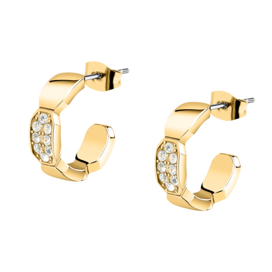 ΣΚΟΥΛΑΡΙΚΙΑ Κρίκοι Crystals KARL LAGERFELD από Επιχρυσωμένο Ανοξείδωτο Ατσάλι με Πέτρες Ζιργκόν KLAYC61 - 