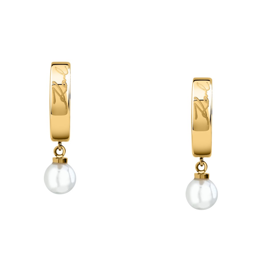 ΣΚΟΥΛΑΡΙΚΙΑ Κρίκοι Pearls KARL LAGERFELD από Επιχρυσωμένο Ανοξείδωτο Ατσάλι με Μαργαριτάρια KLAYR15 - 3