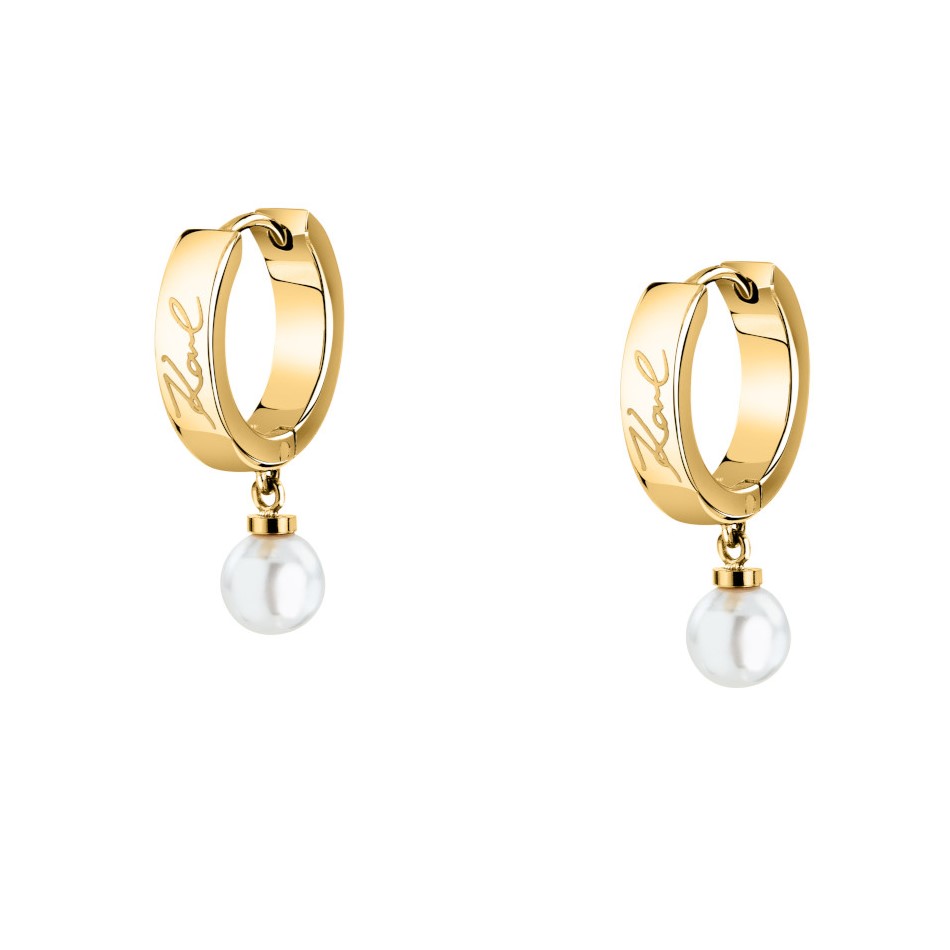 ΣΚΟΥΛΑΡΙΚΙΑ Κρίκοι Pearls KARL LAGERFELD από Επιχρυσωμένο Ανοξείδωτο Ατσάλι με Μαργαριτάρια KLAYR15 - 