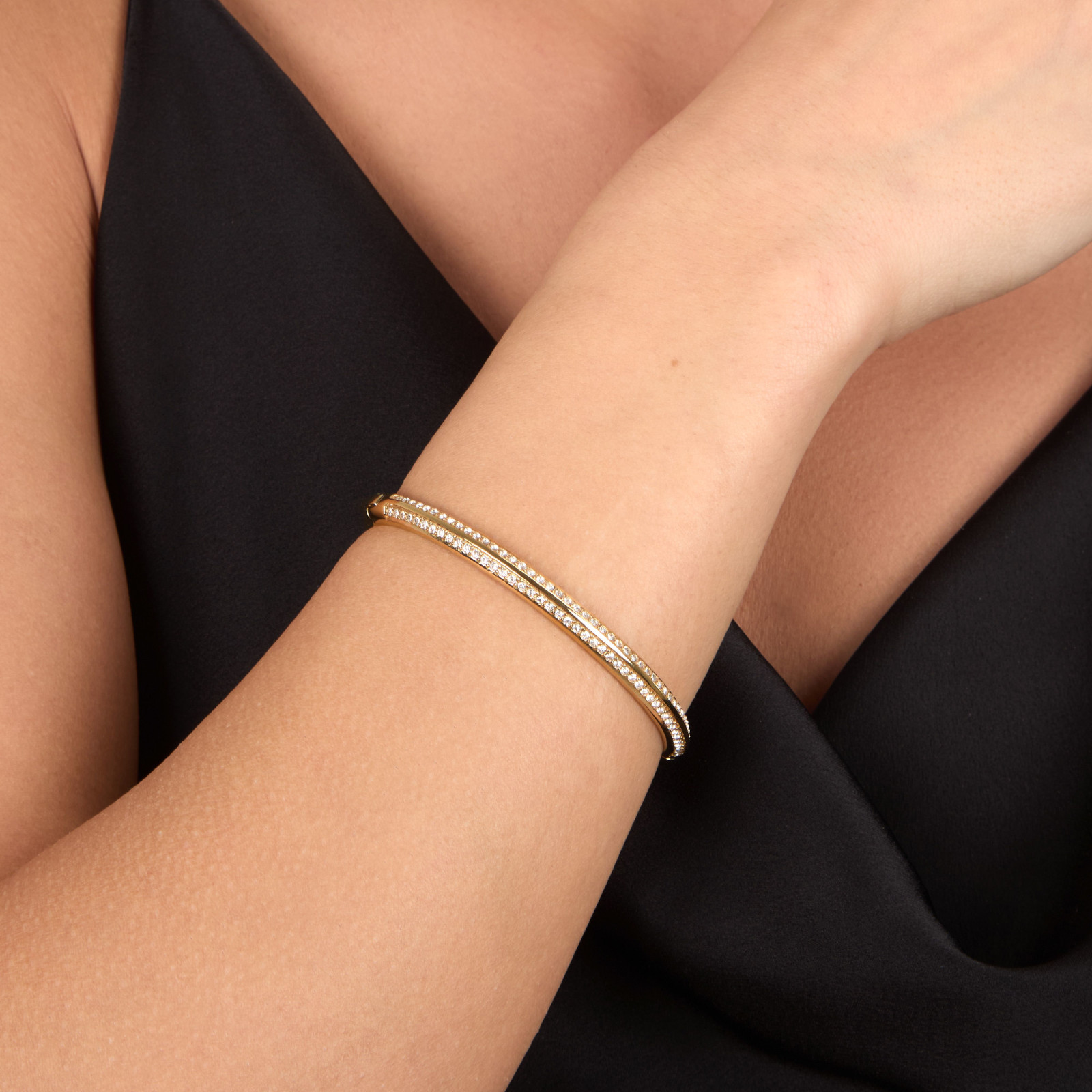 ΒΡΑΧΙΟΛΙ Bangle KARL LAGERFELD από Επιχρυσωμένο Ανοξείδωτο Ατσάλι με Πέτρες Ζιργκόν KLBJY05 - 3