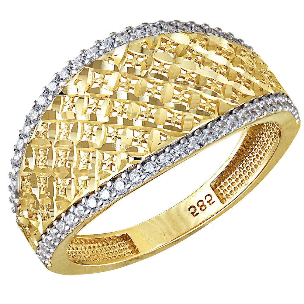 ΔΑΧΤΥΛΙΔΙ SENZIO Collection Κίτρινο Χρυσό Κ14 με Πέτρες Ζιργκόν 5LAV.KR1468 - 