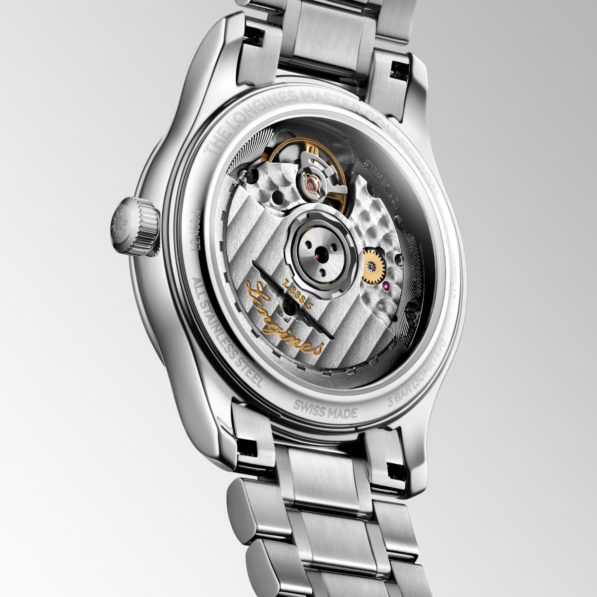 LONGINES Master Collection Lady's Light Blue Dial with Diamonds 34mm Silver Stainless Steel Bracelet L24504976 - 4