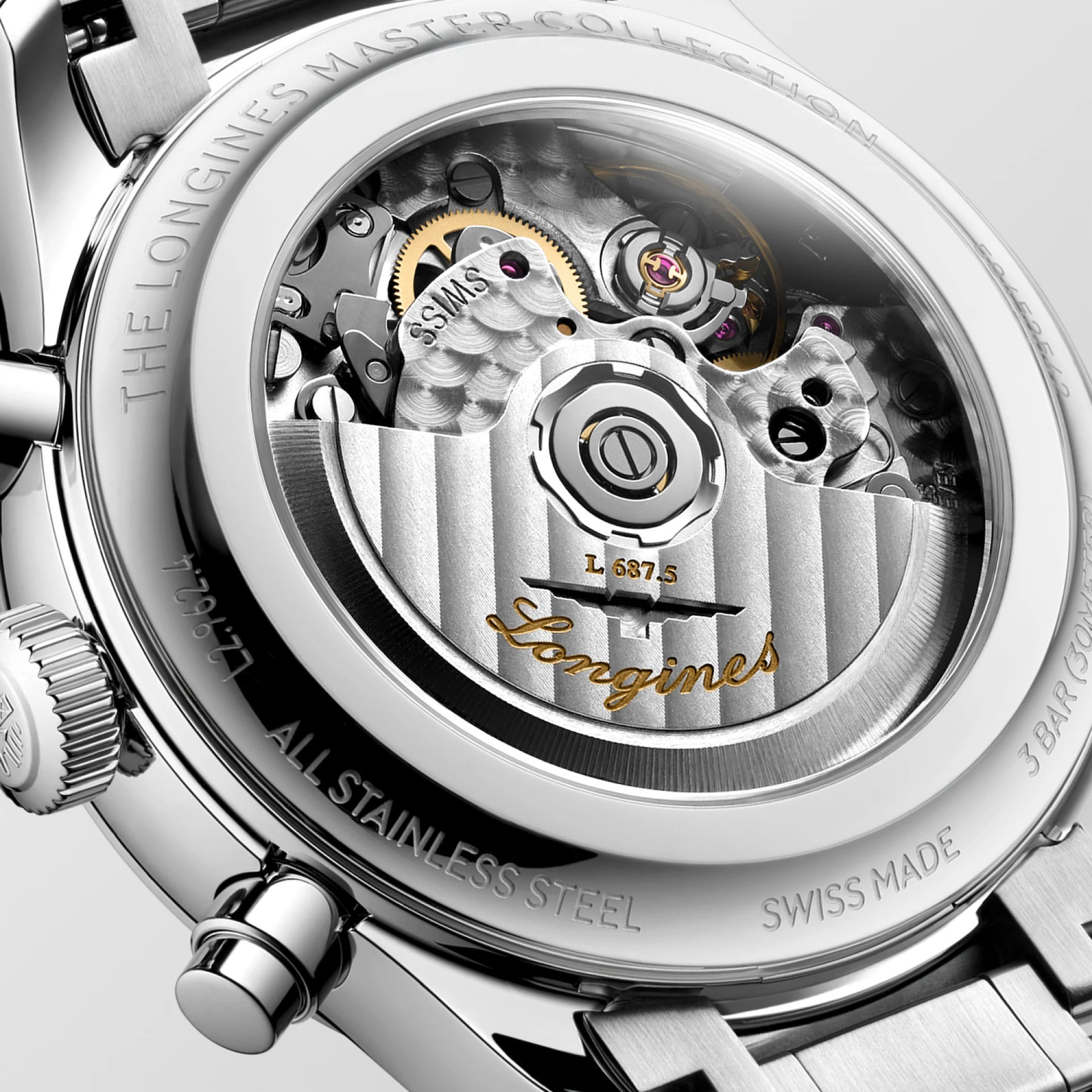 LONGINES Master Collection Chronograph Moon Face White Dial 41mm Silver Stainless Steel Bracelet L29624736 - 4