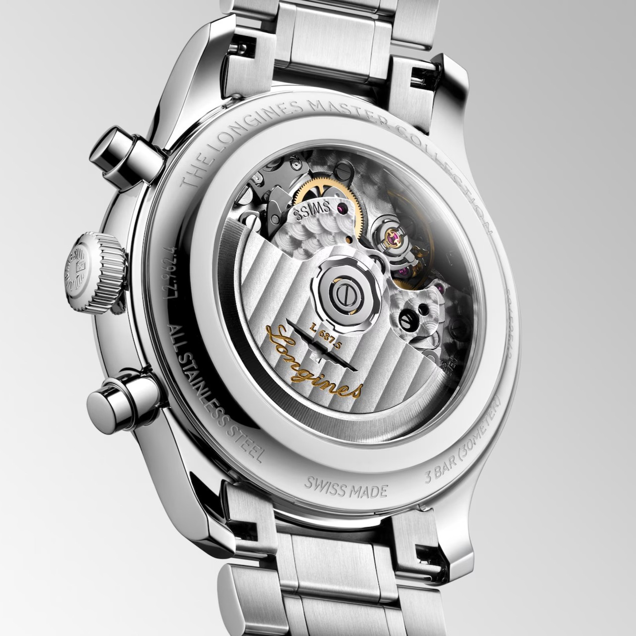 LONGINES Master Collection Chronograph Moon Face White Dial 41mm Silver Stainless Steel Bracelet L29624736 - 7