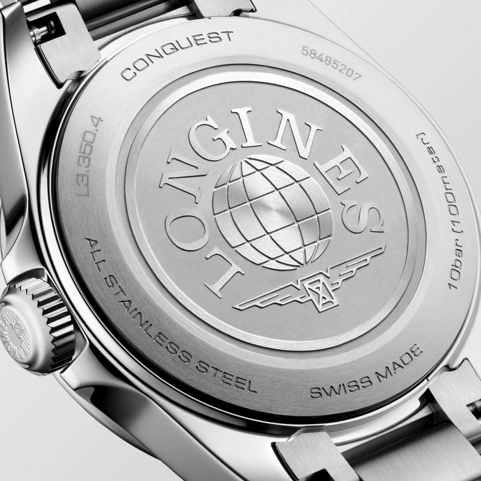 LONGINES Conquest Quartz White Pearl Dial with Diamonds 30mm Silver Stainless Steel Bracelet L33504876 - 3