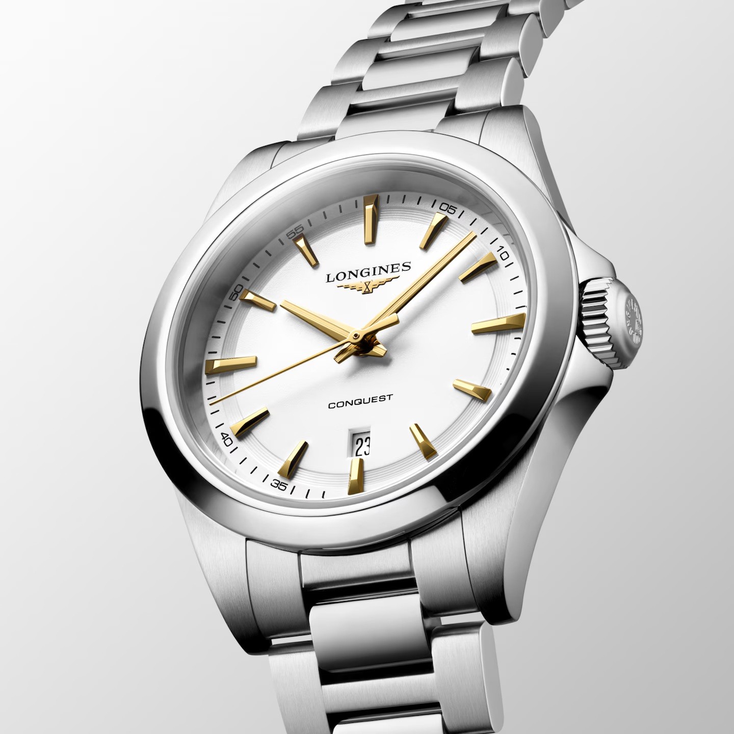 LONGINES Conquest Quartz White Sundblasted Dial 30mm Silver Stainless Steel Bracelet L33504126 - 4