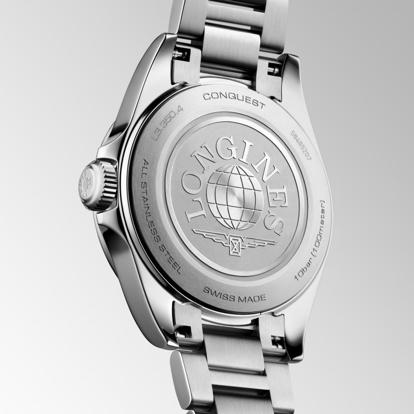 LONGINES Conquest Quartz White Pearl Dial with Diamonds 30mm Silver Stainless Steel Bracelet L33504876 - 5
