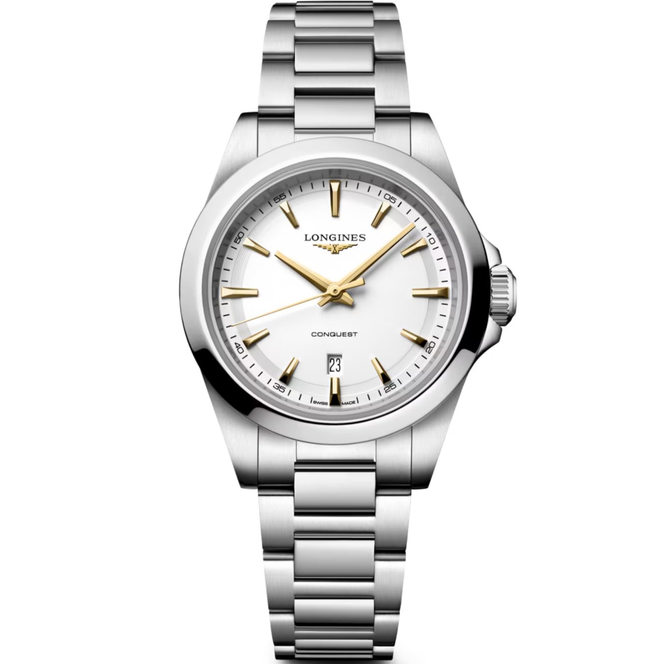 LONGINES Conquest Quartz White Sundblasted Dial 30mm Silver Stainless Steel Bracelet L33504126 - 