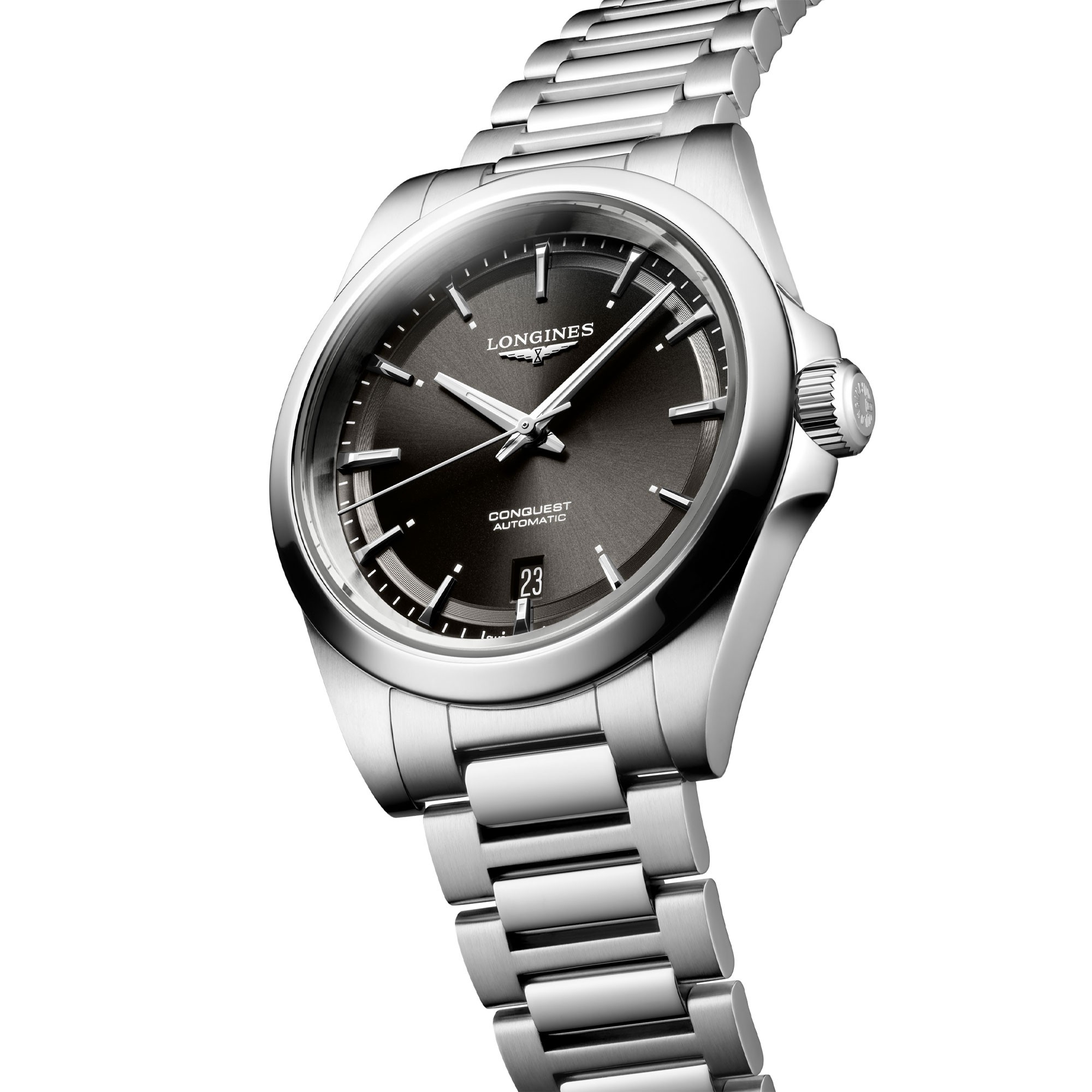 LONGINES Conquest Automatic Sunray Black Dial 38mm Silver Stainless Steel Bracelet L37204526 - 4