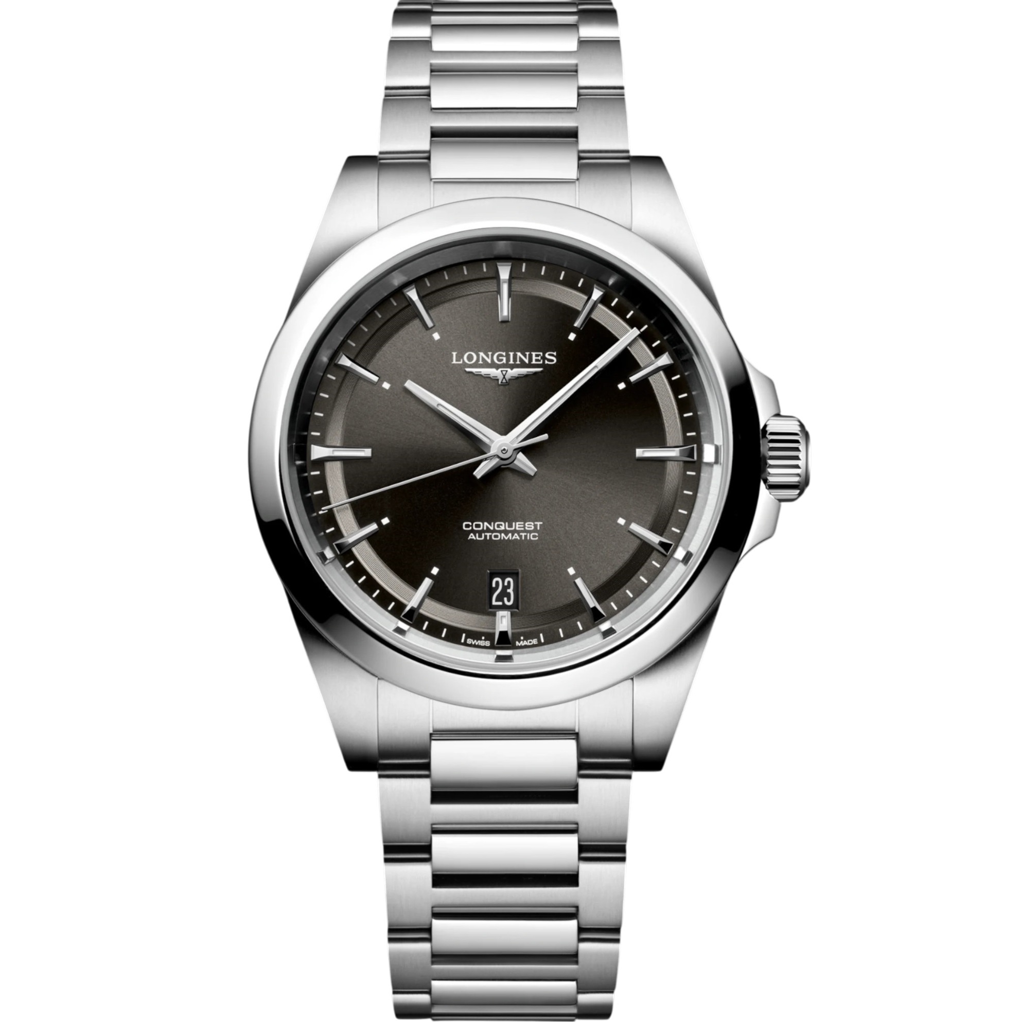 LONGINES Conquest Automatic Sunray Black Dial 38mm Silver Stainless Steel Bracelet L37204526 - 
