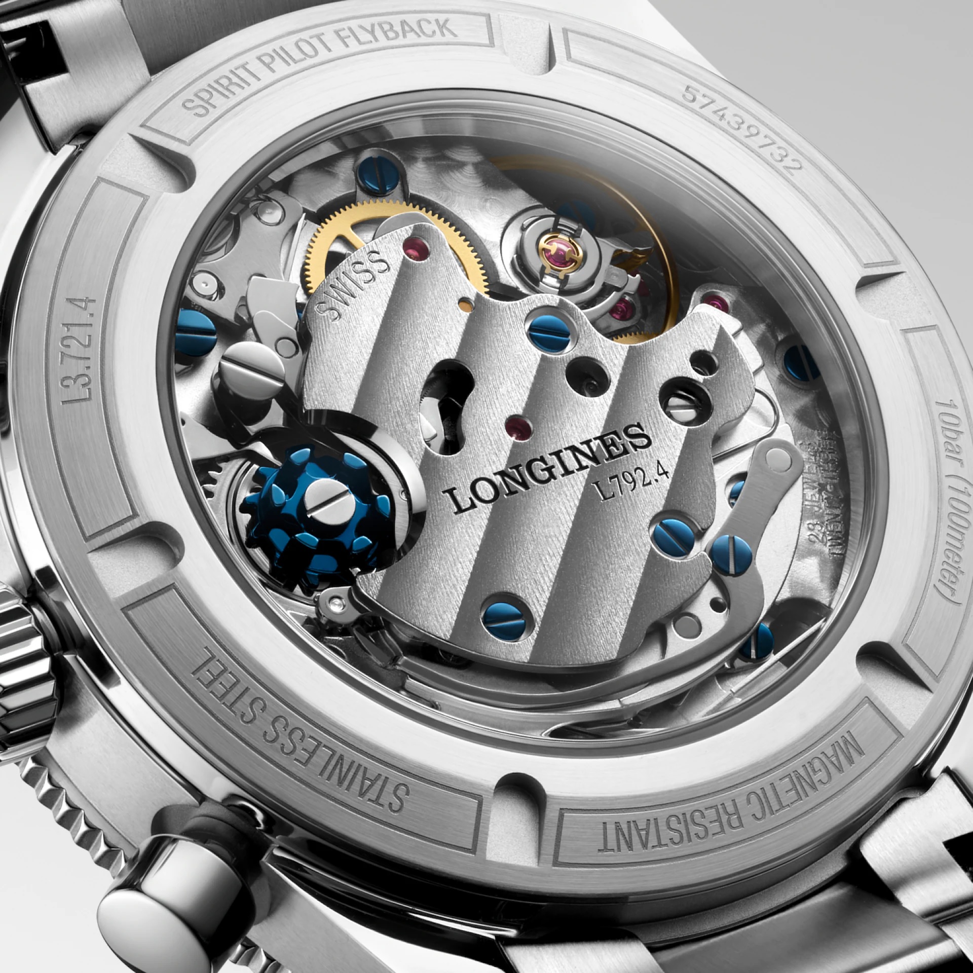 LONGINES Spirit Pilot Flyback Chronograph Black Dial 39.5mm Silver Stainless Steel Bracelet L37214536 - 