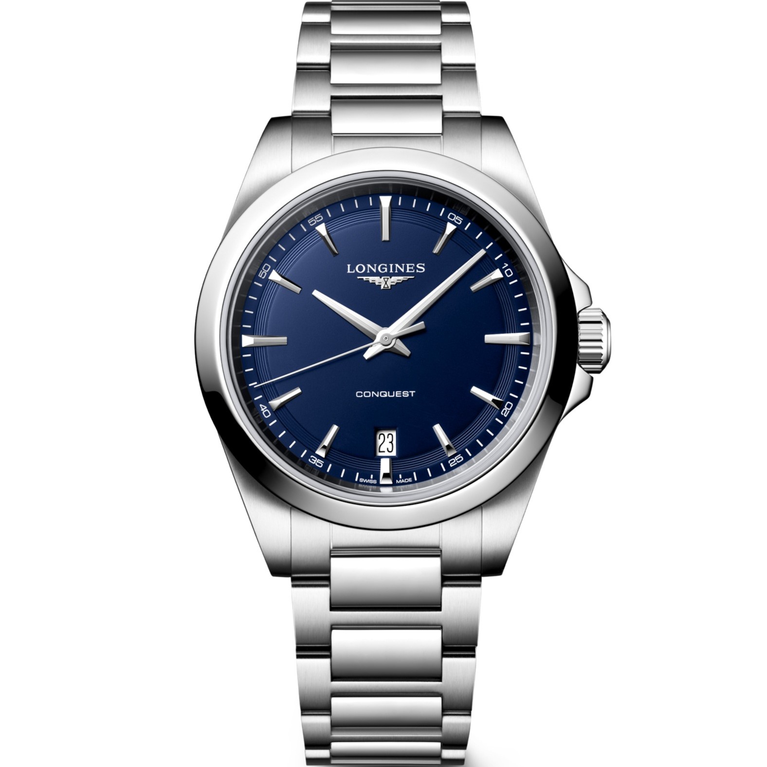 LONGINES Conquest Quartz Blue Sandblasted Dial 38mm Silver Stainless Steel Bracelet L37504926 - 