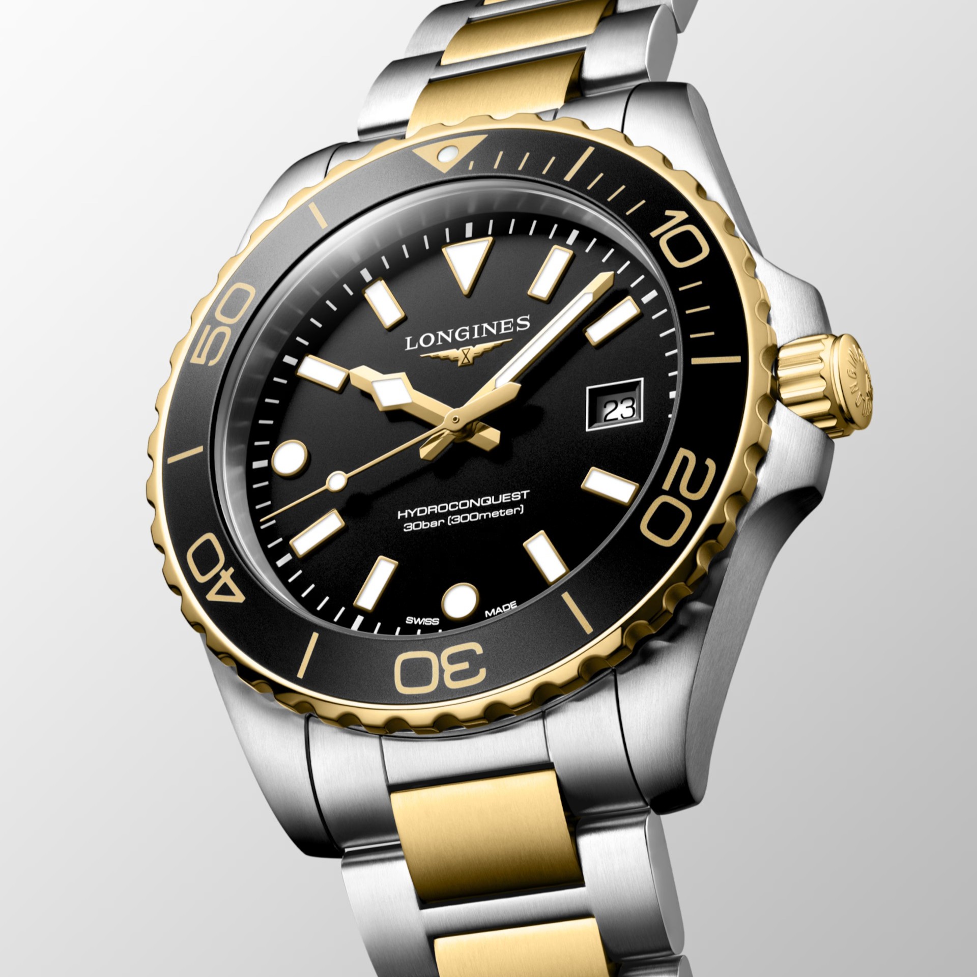 LONGINES HydroConquest Quartz Black Dial 42mm Two-Tone Gold Stainless Steel Bracelet L37693567 - 4
