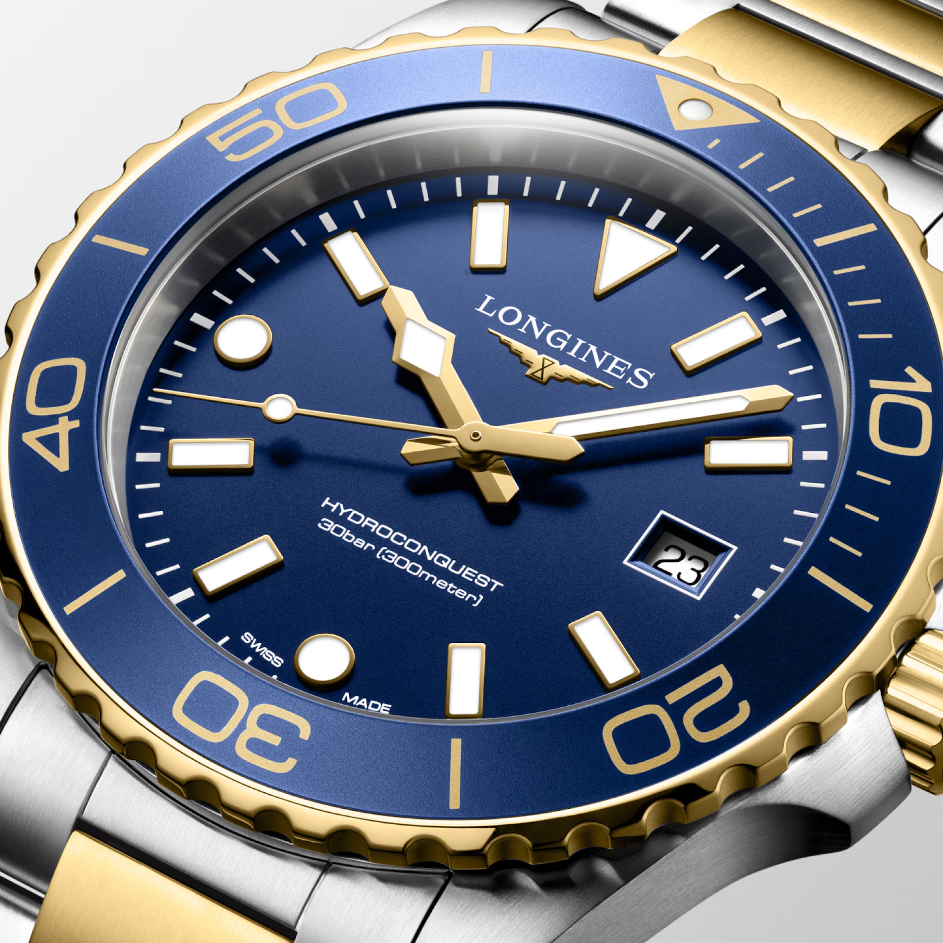 LONGINES HydroConquest Quartz Blue Dial 42mm Two-Tone Gold Stainless Steel Bracelet L37693967 - 