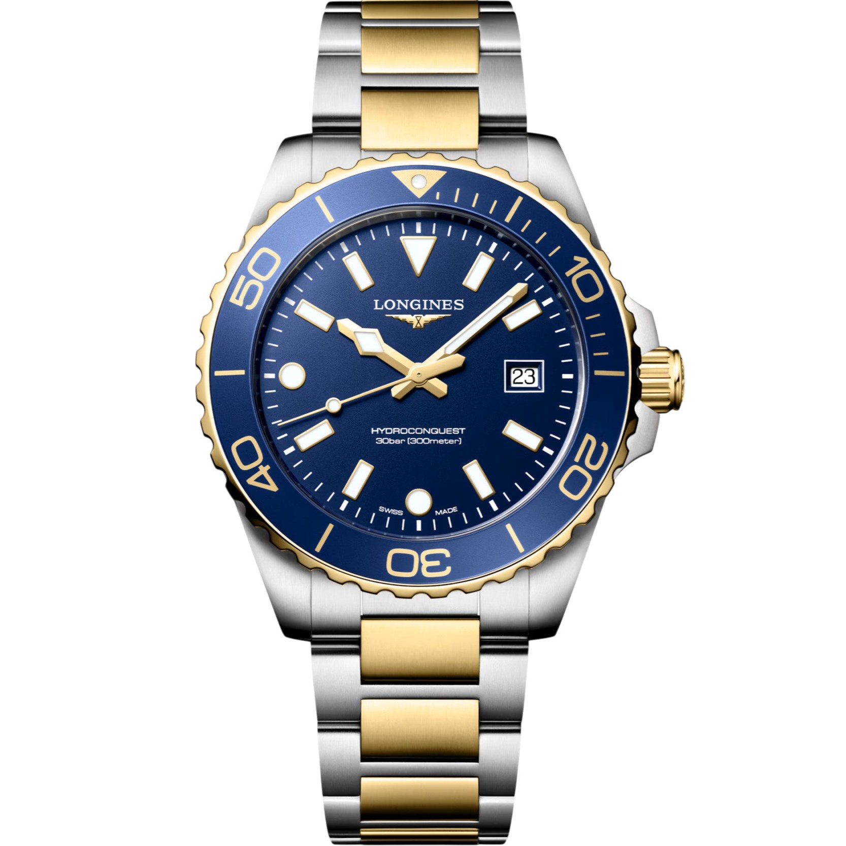 LONGINES HydroConquest Quartz Blue Dial 42mm Two-Tone Gold Stainless Steel Bracelet L37693967 - 