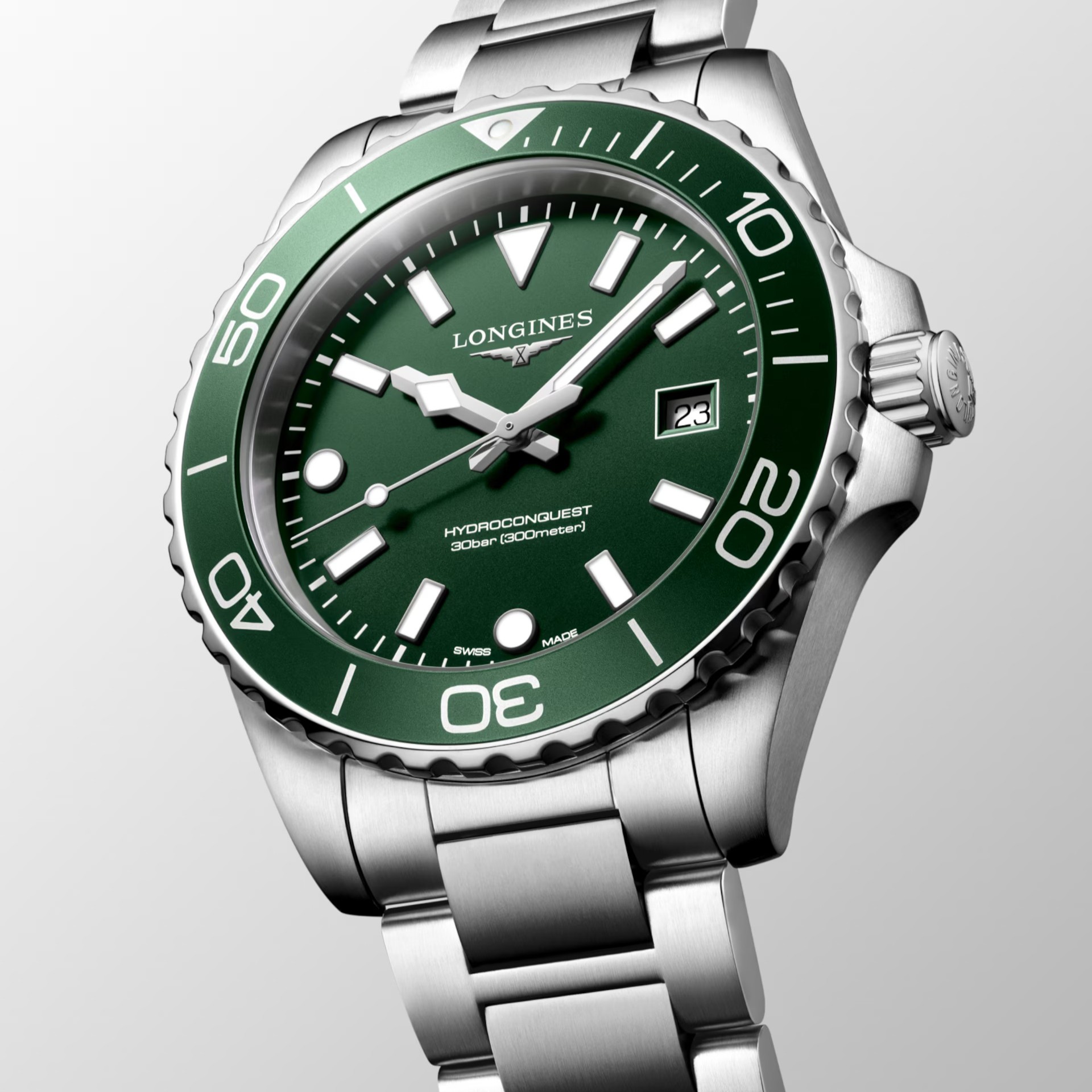LONGINES HydroConquest Quartz Green Dial 42mm Silver Stainless Steel Bracelet L37694066 - 4