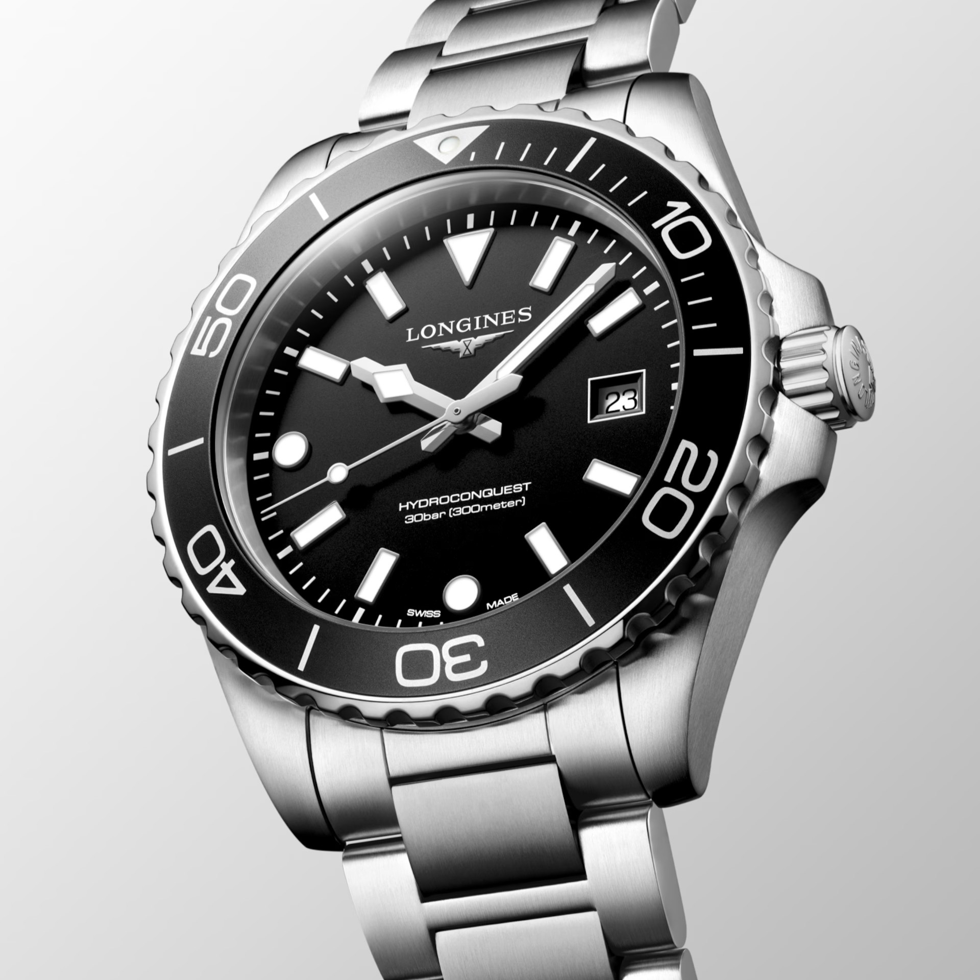 LONGINES HydroConquest Quartz Black Dial 42mm Silver Stainless Steel Bracelet L37694566 - 4