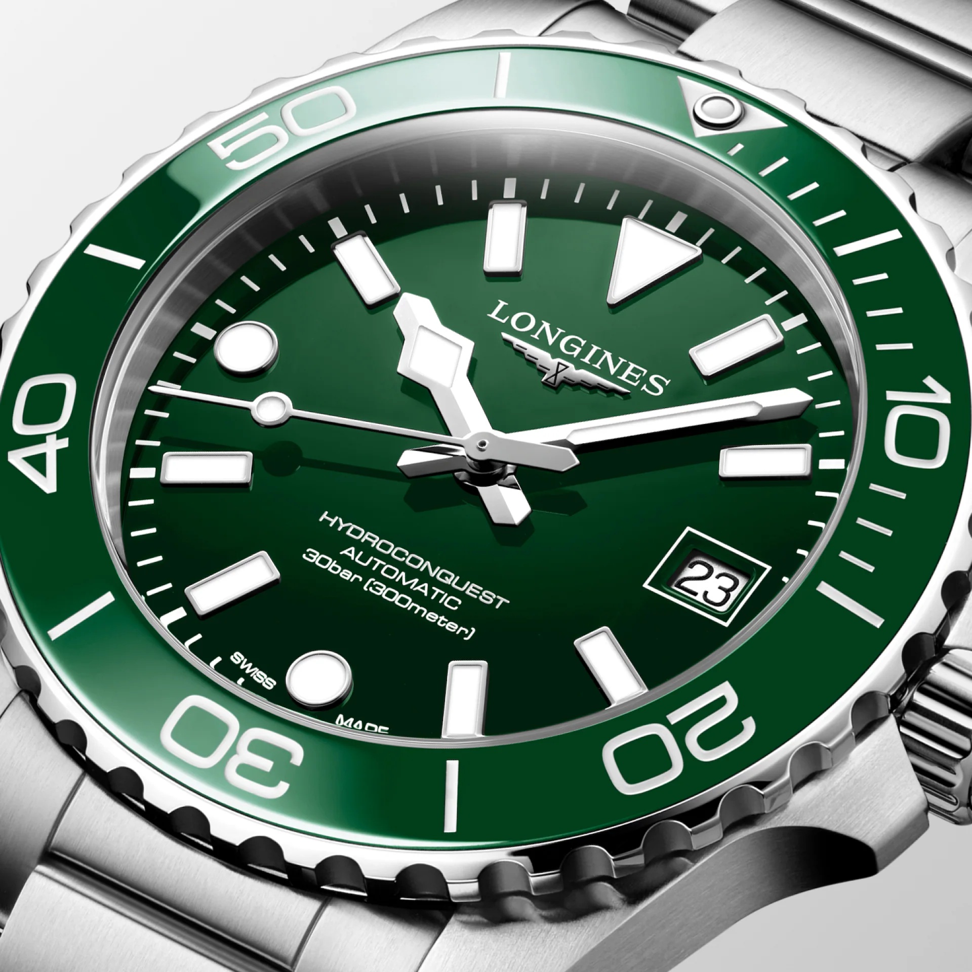 LONGINES HydroConquest Ceramic Automatic Green Dial 39mm Silver Stainless Steel Bracelet L37794066 - 4