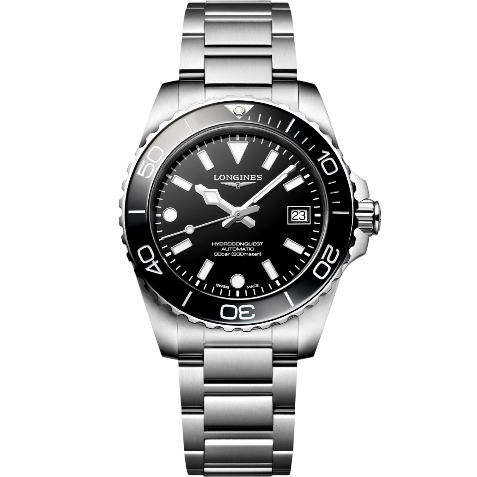 LONGINES HydroConquest Ceramic Automatic Black Dial 39mm Silver Stainless Steel Bracelet L37794566 - 