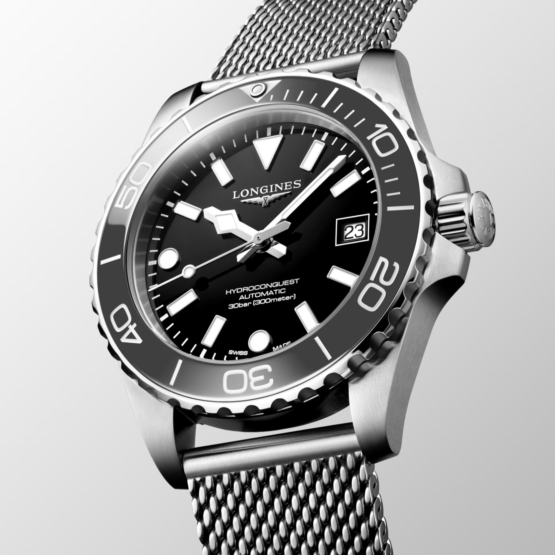 LONGINES HydroConquest Ceramic Automatic Black Dial 39mm Silver Stainless Steel Milanese Bracelet L37794706 - 4