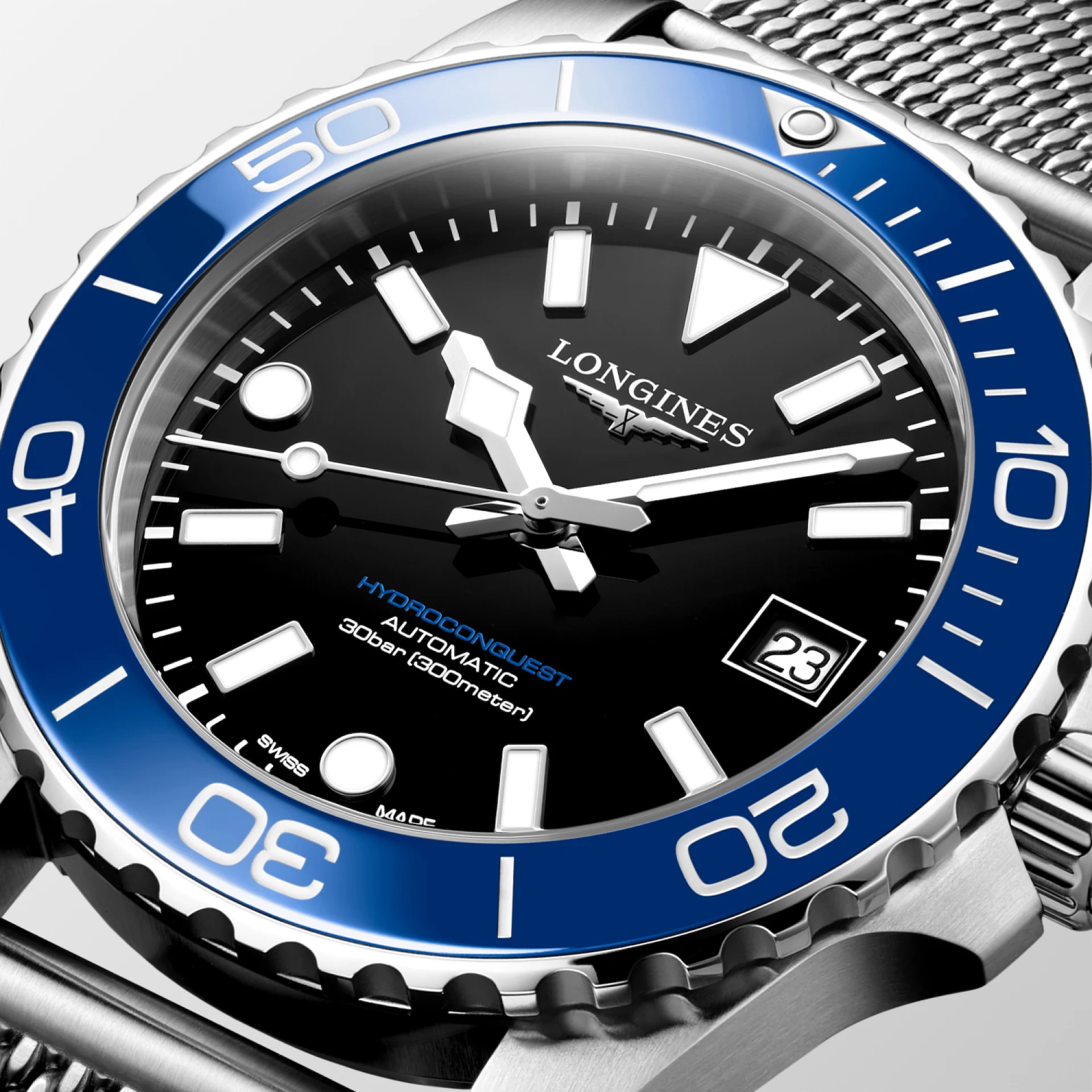 LONGINES HydroConquest Ceramic Automatic Black Dial 39mm Silver Stainless Steel Milanese Bracelet L37794906 - 