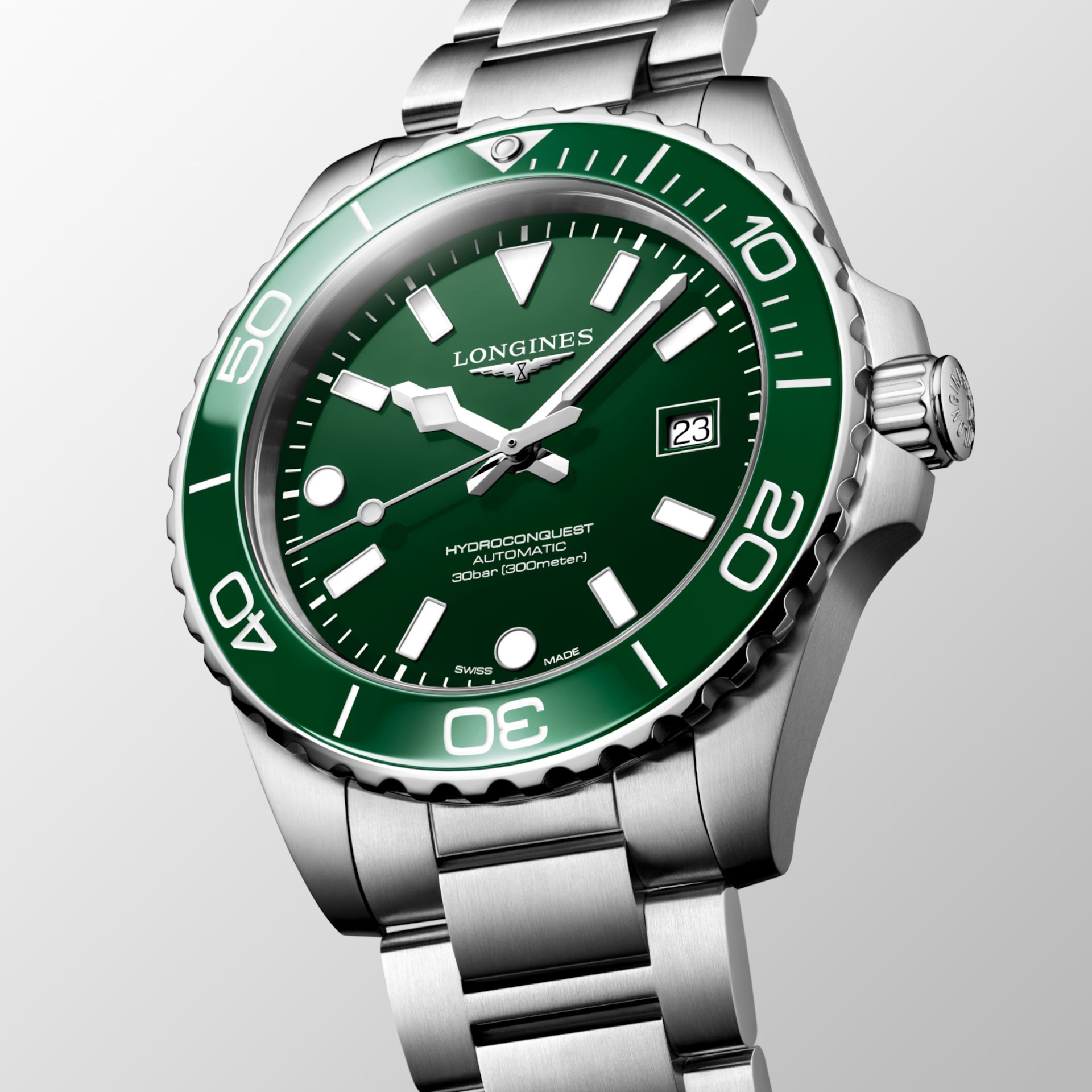 LONGINES HydroConquest Ceramic Automatic Green Dial 42mm Silver Stainless Steel Bracelet L37884066 - 5