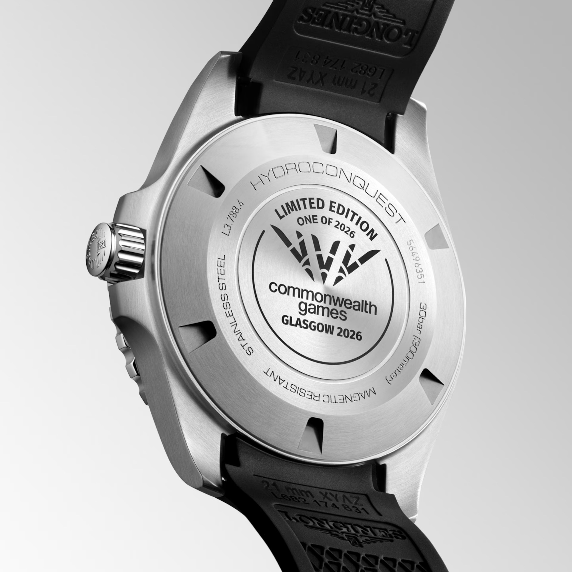 LONGINES HydroConquest 2026 Commonwealth Games Limited Edition Teal Gradient Dial 42mm Automatic Silver Stainless Steel Black Rubber Strap L37884099 - 5