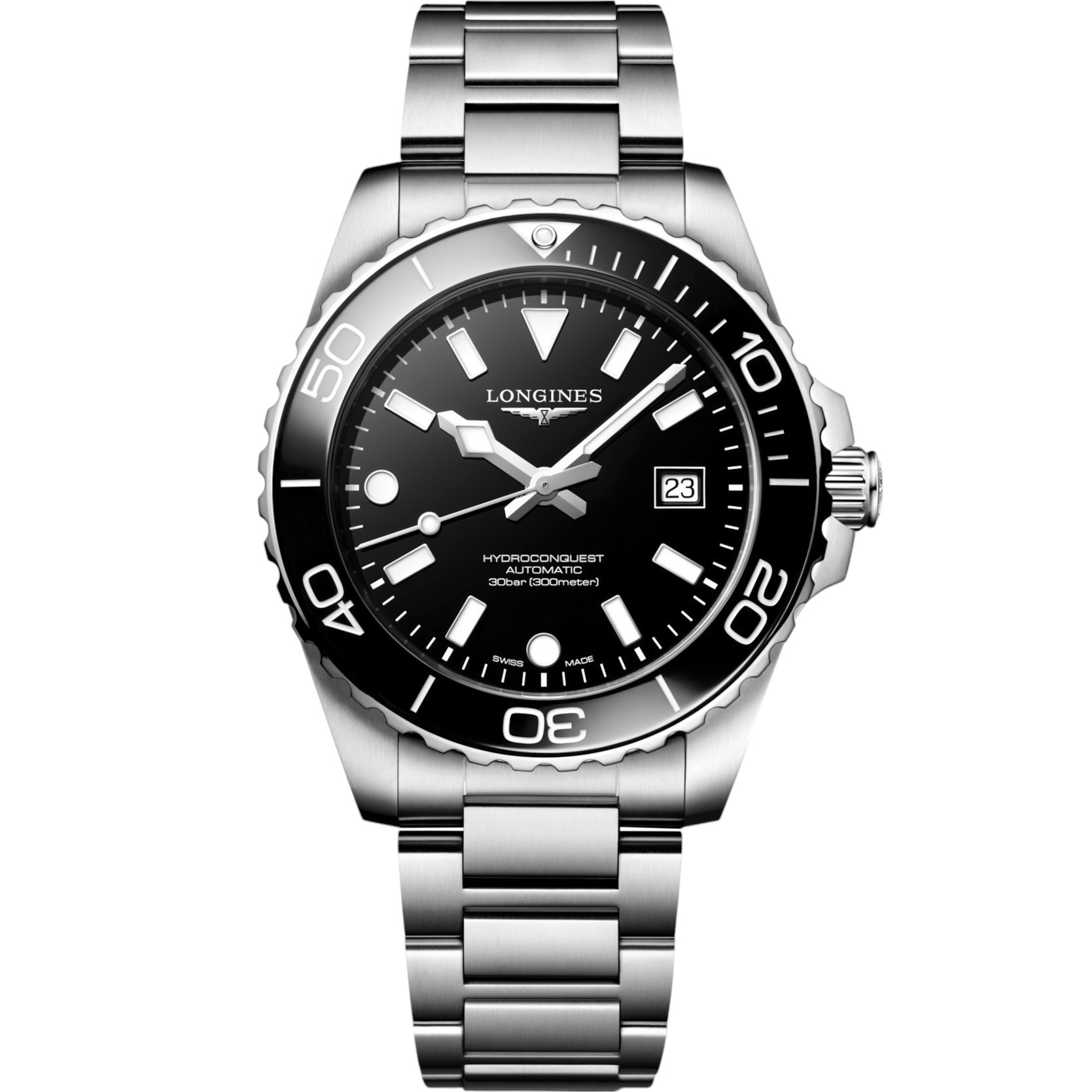 LONGINES HydroConquest Ceramic Automatic Black Dial 42mm Silver Stainless Steel Bracelet L37884566 - 