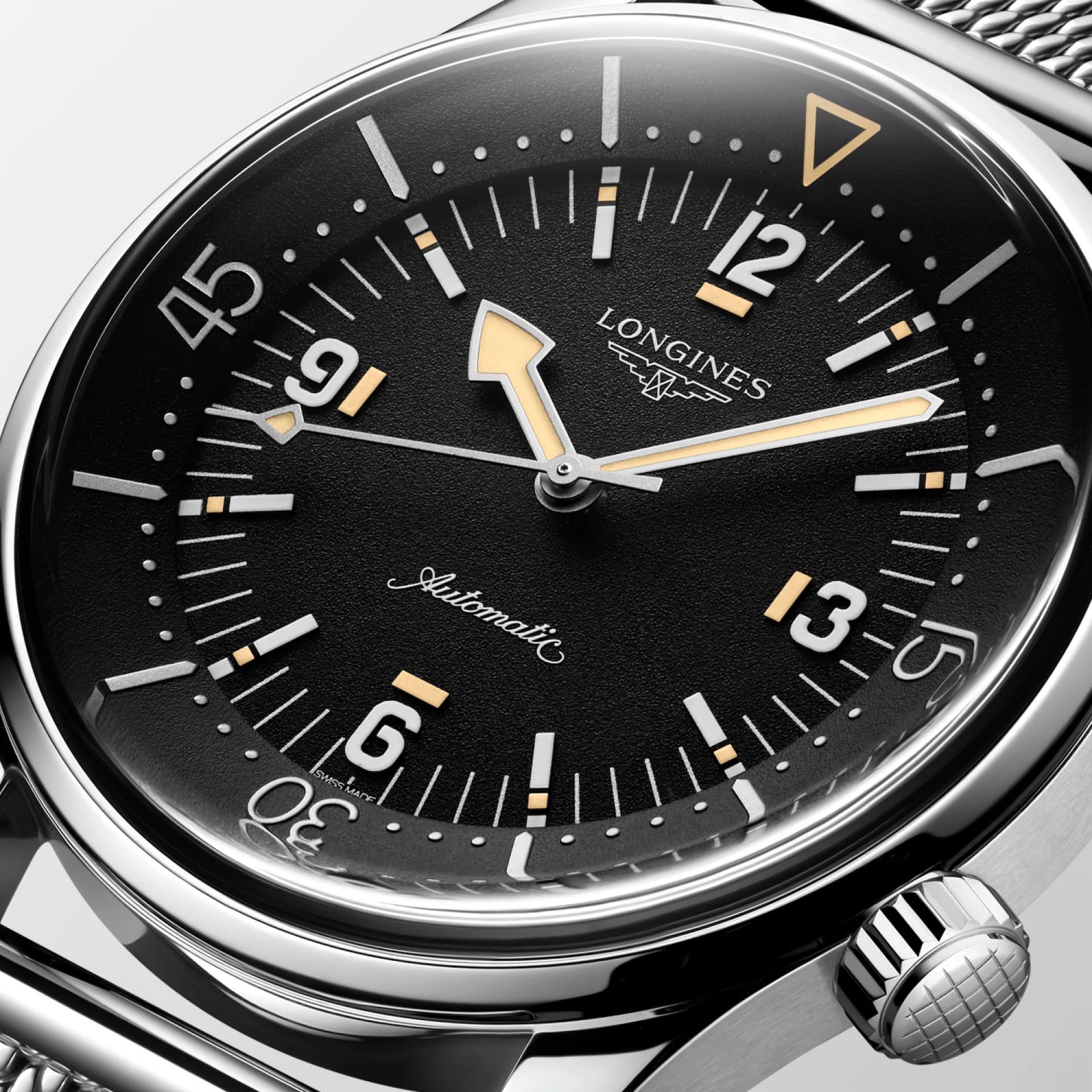 LONGINES Legend Diver 59 Black Grained Dial 42mm Automatic Silver Stainless Steel Bracelet L37954599 - 