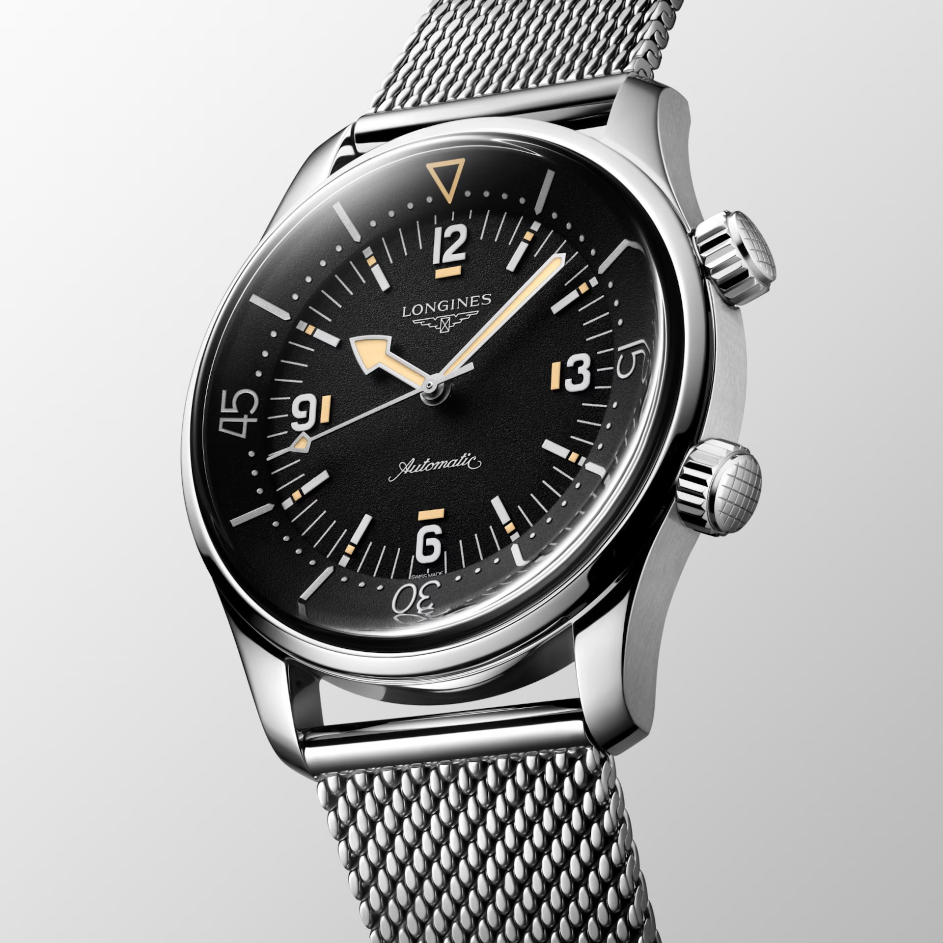 LONGINES Legend Diver 59 Black Grained Dial 42mm Automatic Silver Stainless Steel Bracelet L37954599 - 4