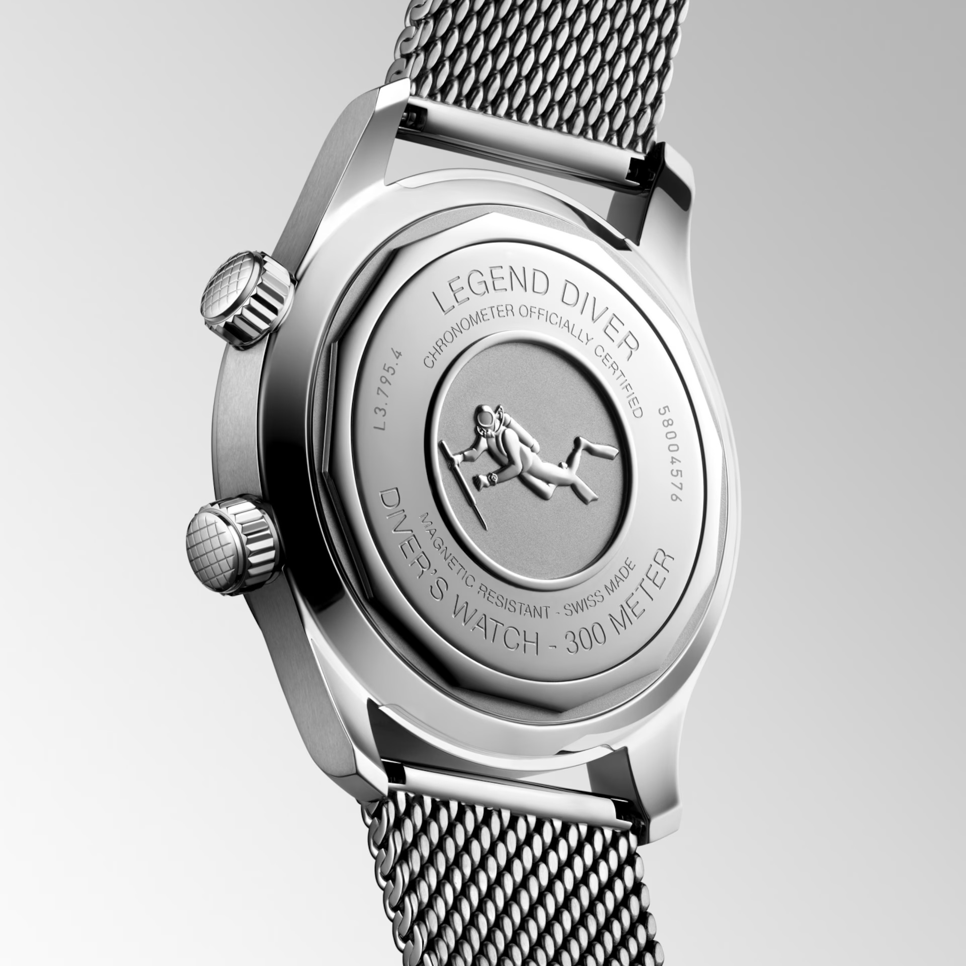 LONGINES Legend Diver 59 Black Grained Dial 42mm Automatic Silver Stainless Steel Bracelet L37954599 - 5