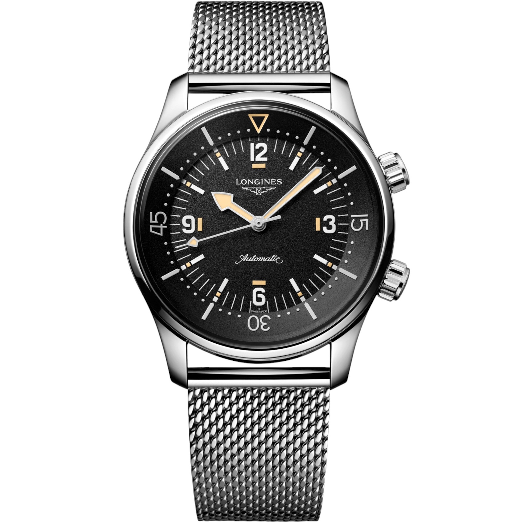LONGINES Legend Diver 59 Black Grained Dial 42mm Automatic Silver Stainless Steel Bracelet L37954599 - 