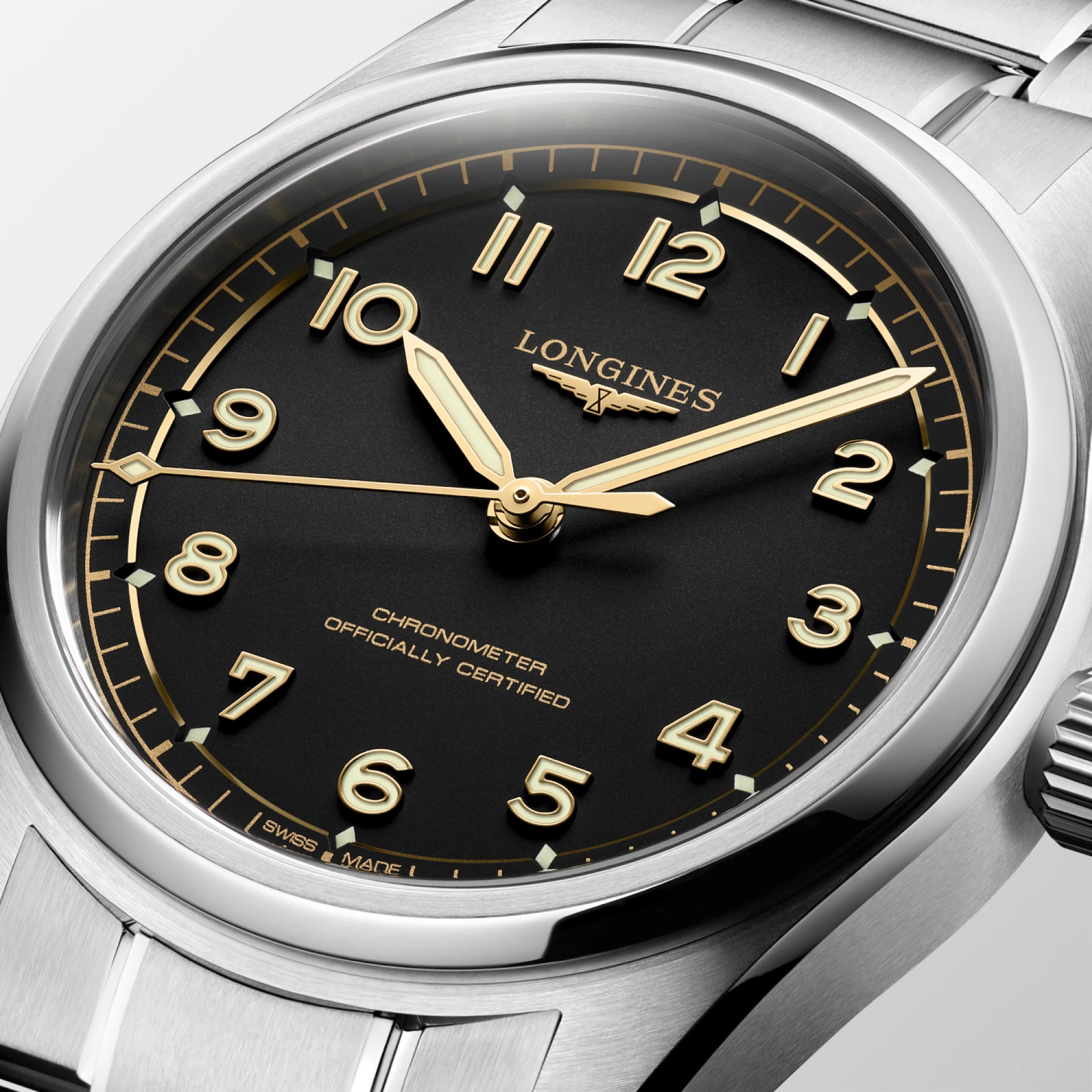 LONGINES Spirit Pilot Automatic Black Dial 39mm Silver Stainless Steel Bracelet L38094536 - 