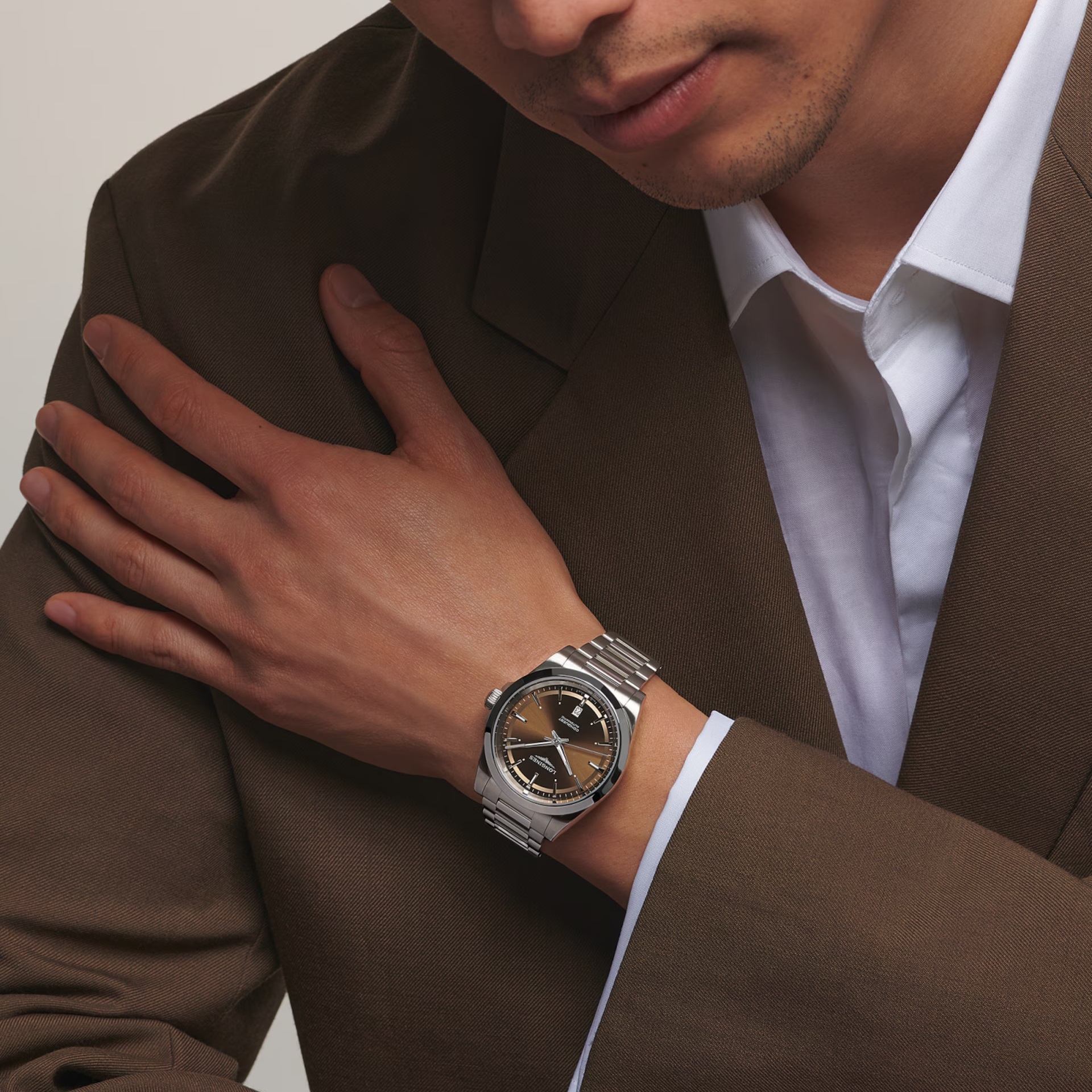 LONGINES Conquest Automatic Sunray Brown Dial 41mm Silver Stainless Steel Bracelet L38304626 - 3
