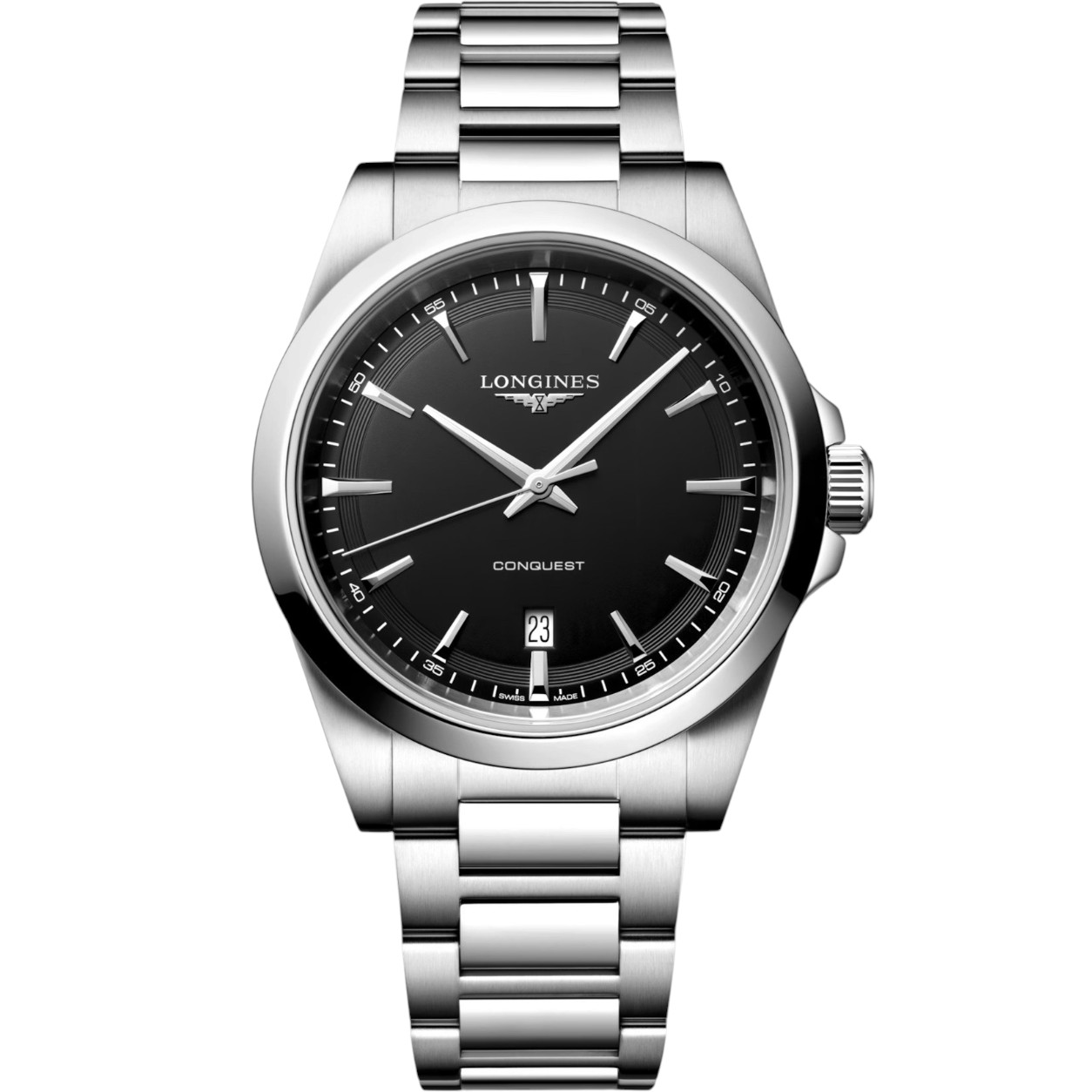 LONGINES Conquest Quartz Black Sandblasted Dial 41mm Silver Stainless Steel Bracelet L38604526 - 