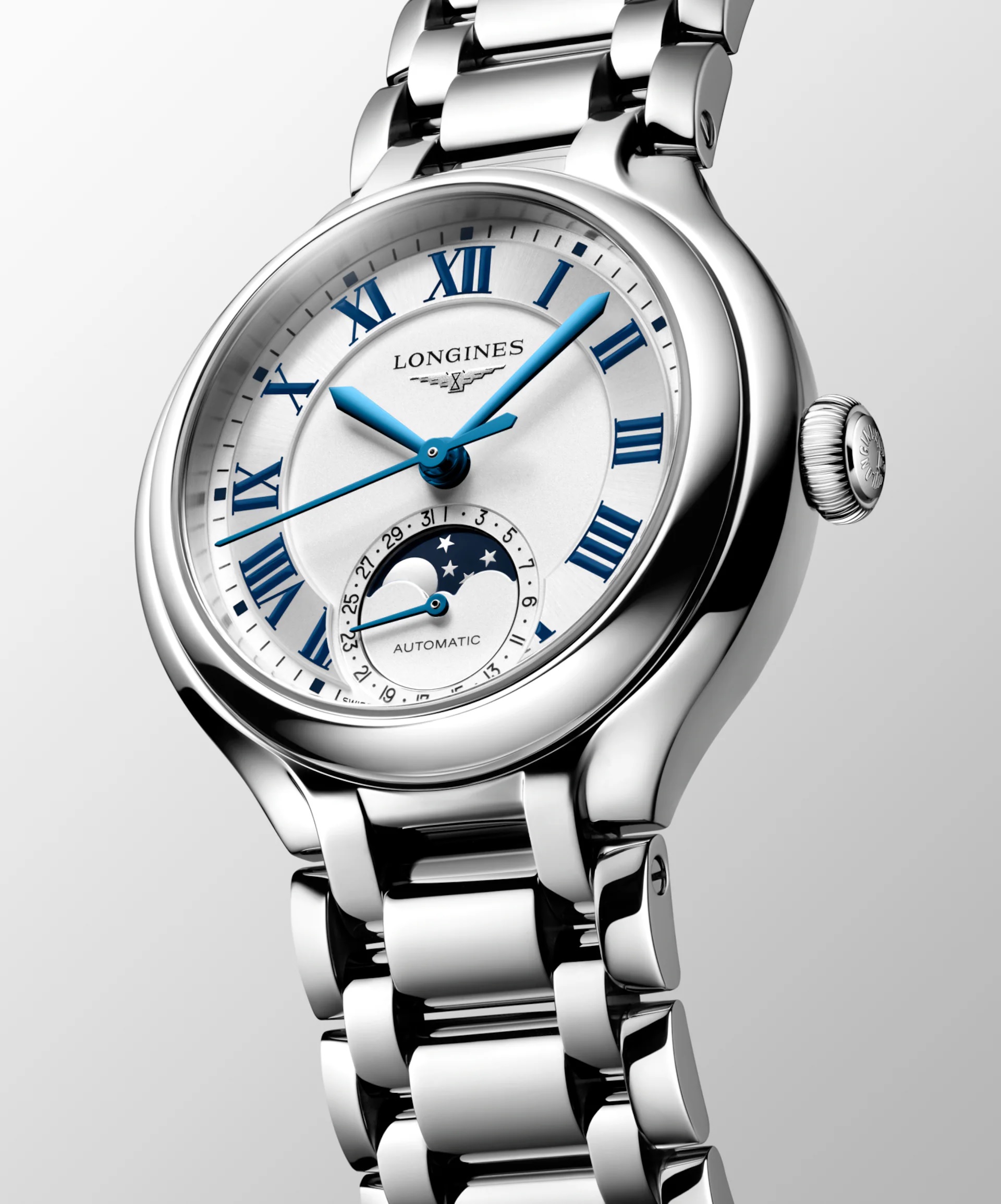 LONGINES PrimaLuna Moonphase Automatic Silver Dial 34mm Silver Stainless Steel Bracelet L81264716 - 4