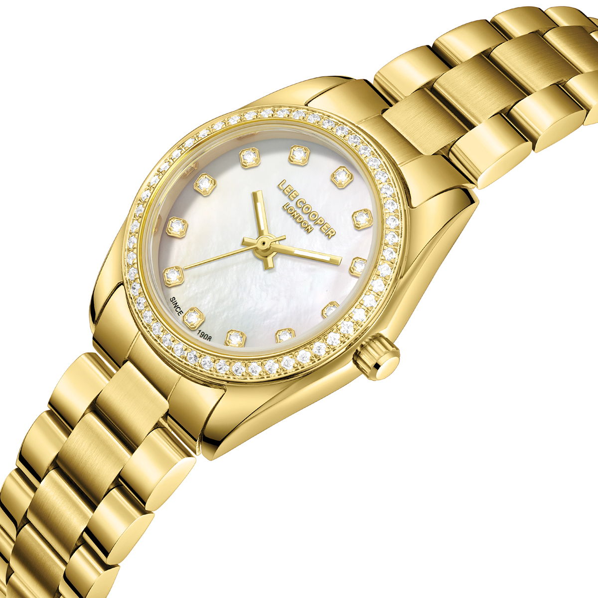 LEE COOPER Lady's White Pearl Dial 26mm Gold Stainless Steel Bracelet LC08155.120 - 