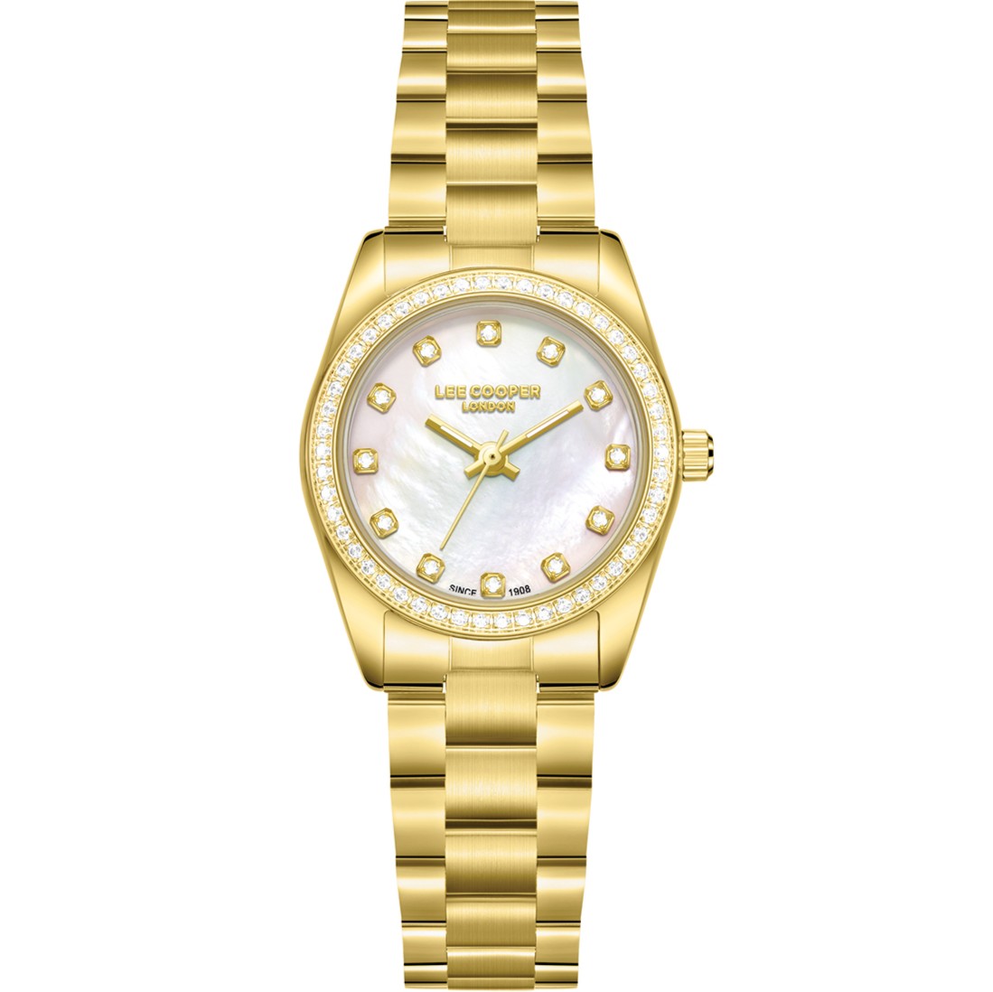 LEE COOPER Lady's White Pearl Dial 26mm Gold Stainless Steel Bracelet LC08155.120 - 