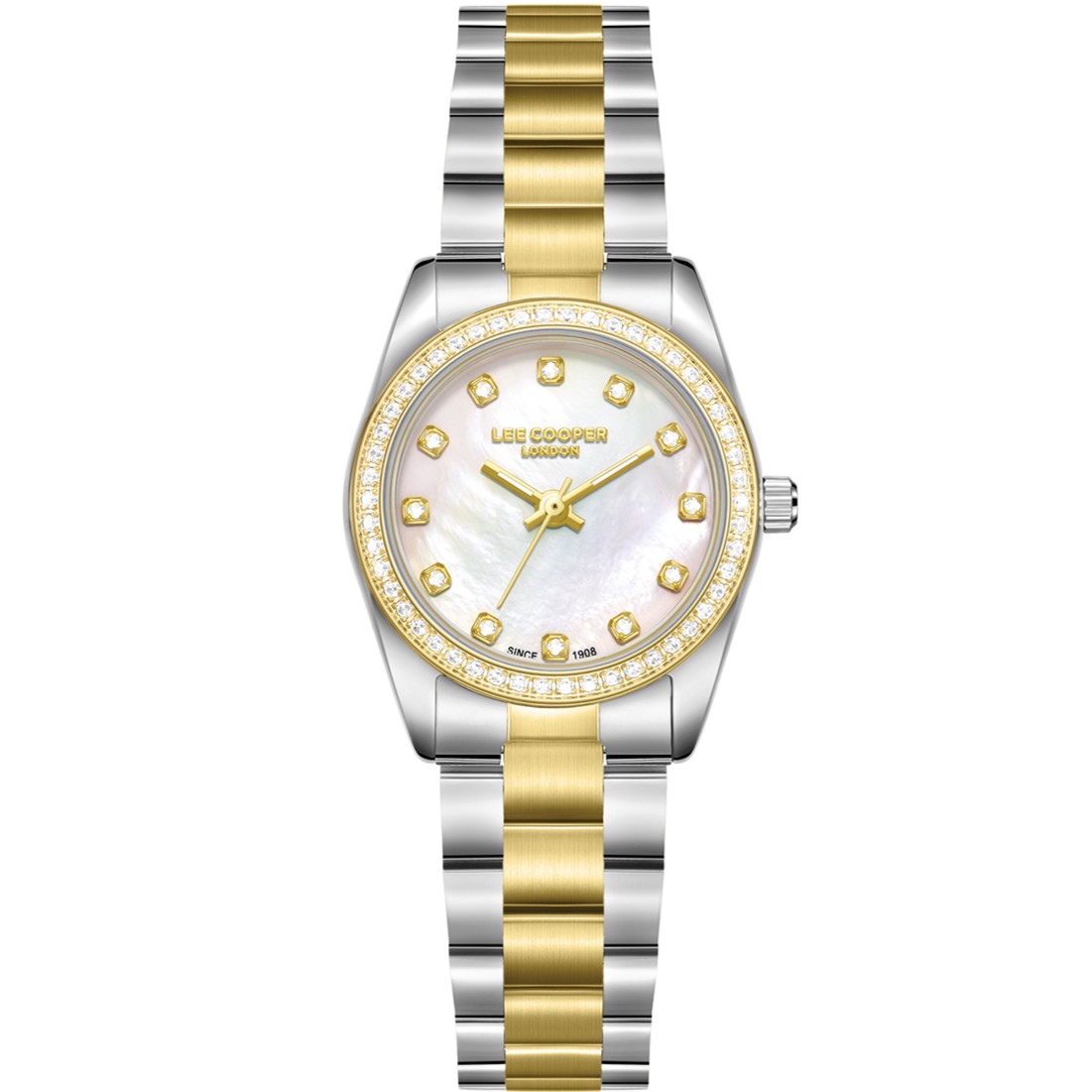 LEE COOPER Lady's White Pearl Dial 26mm Two-Tone Gold Stainless Steel Bracelet LC08155.220 - 