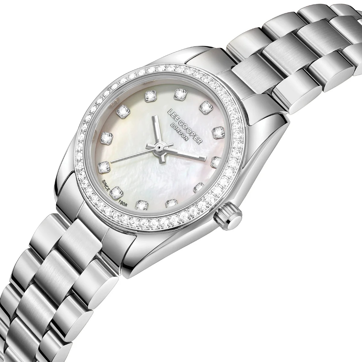 LEE COOPER Lady's White Pearl Dial 26mm Silver Stainless Steel Bracelet LC08155.320 - 
